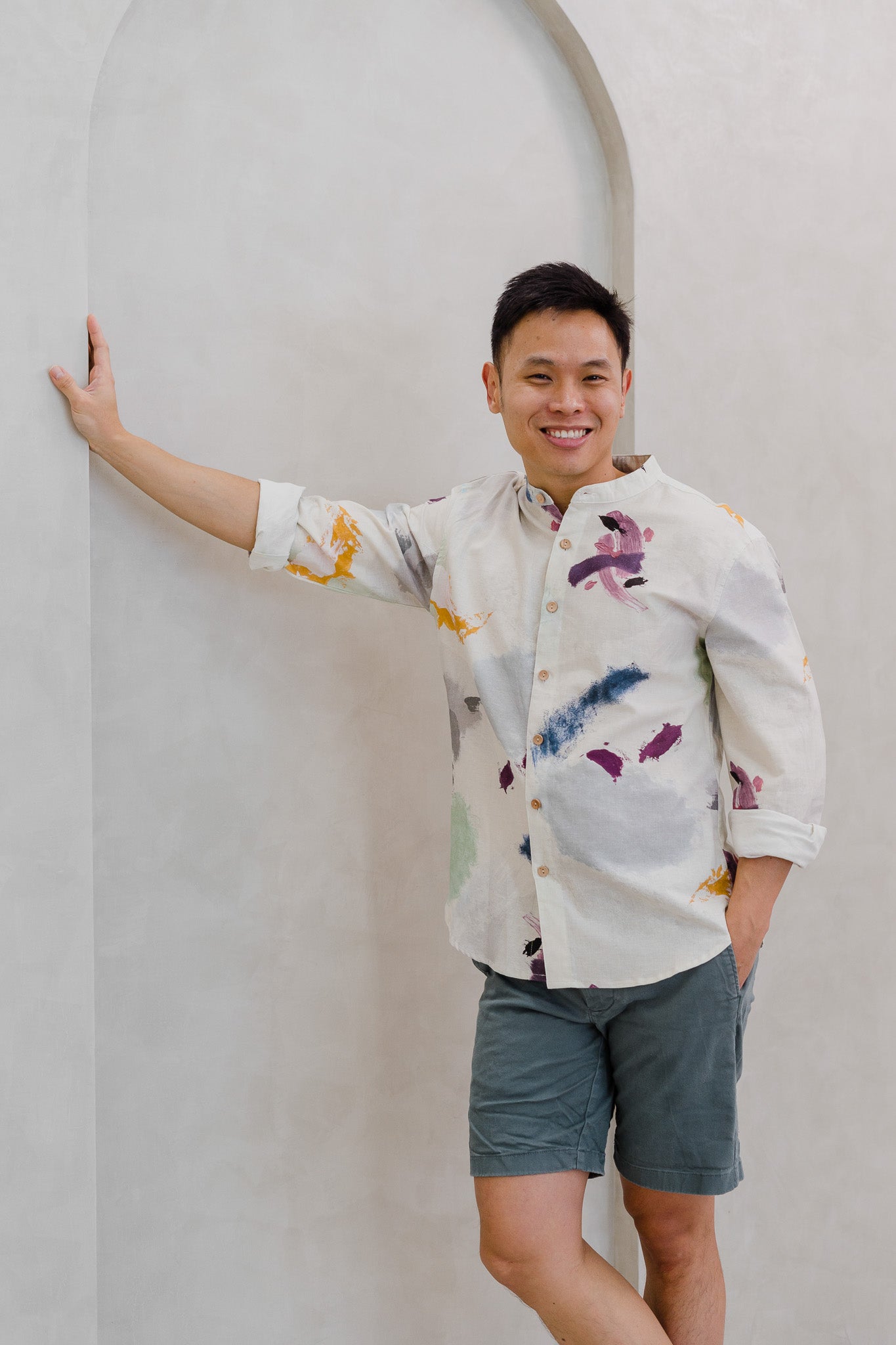 Life On A Canvas II Men's Long Sleeve Linen Shirt in Harmony