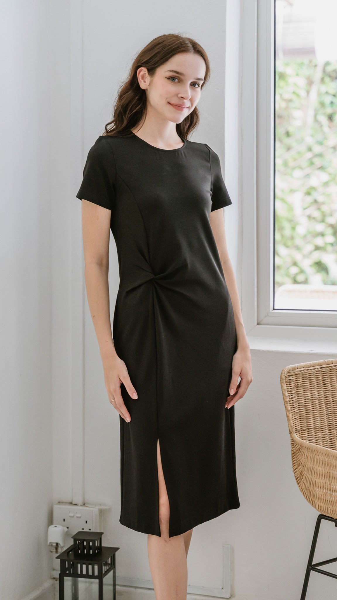 Elevated Essentials Knot Jersey Dress in Black [ONLINE ONLY]
