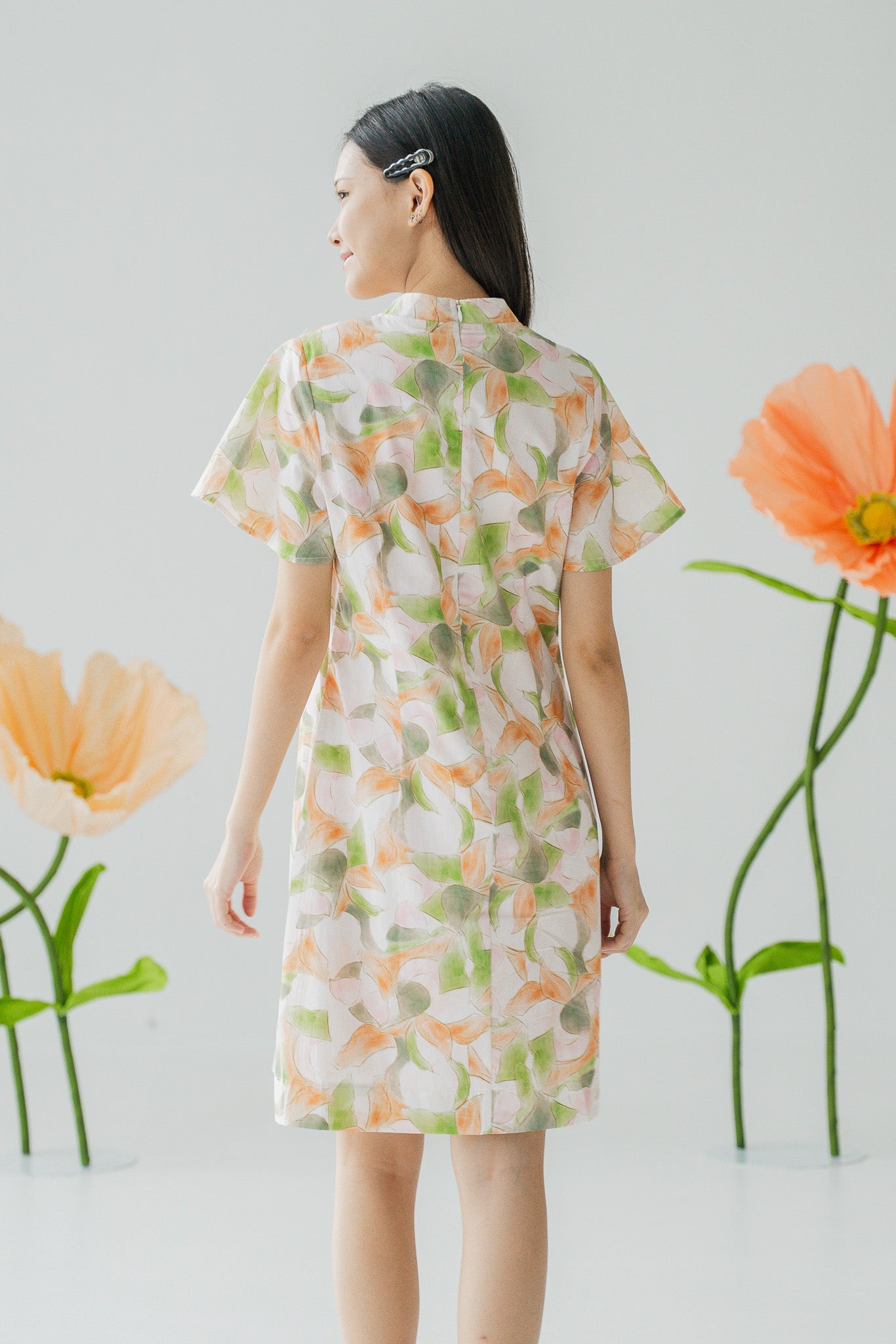 Midori Flutter Sleeve Cheongsam Dress