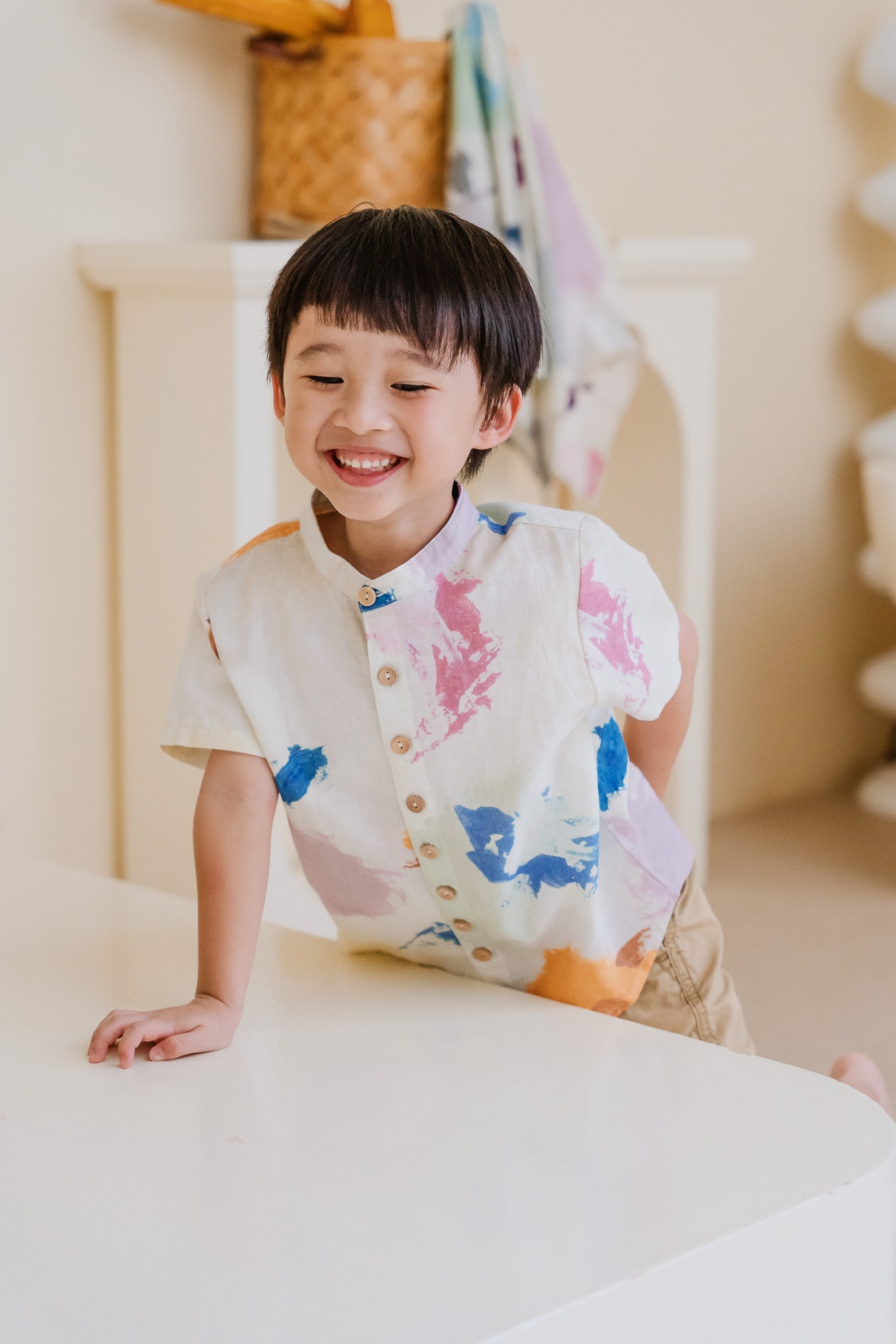 Life On A Canvas II Kid's Linen Shirt in Radiance