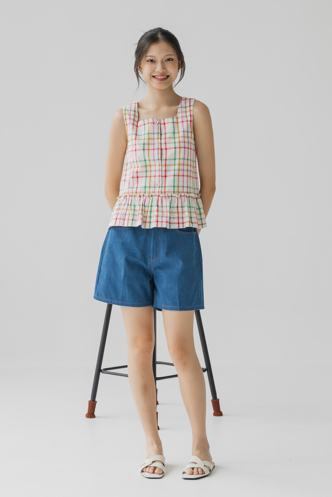 Minju Checkered Two-way Blouse