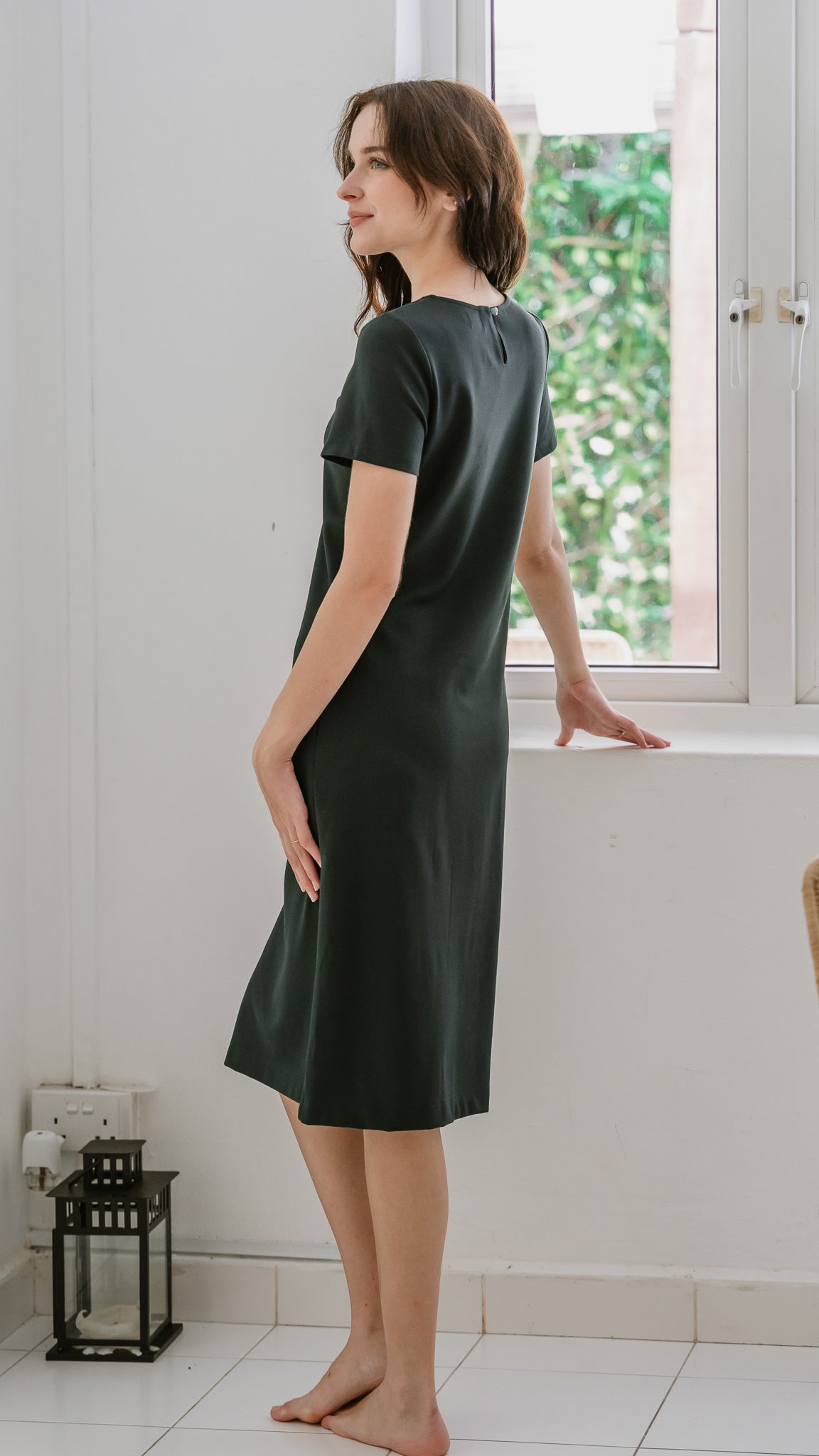Elevated Essentials Knot Jersey Dress in Forest [ONLINE ONLY]