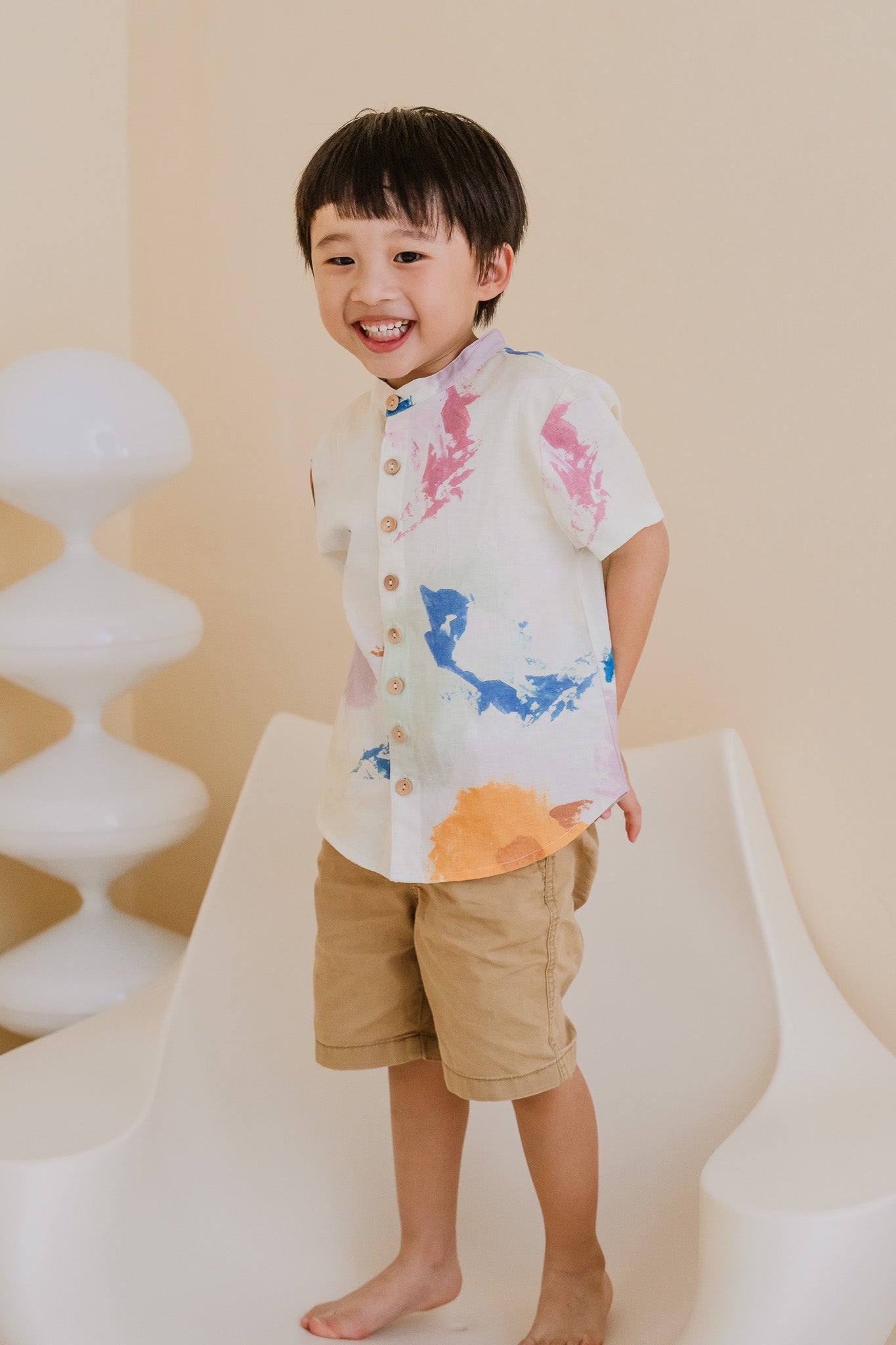 Life On A Canvas II Kid's Linen Shirt in Radiance