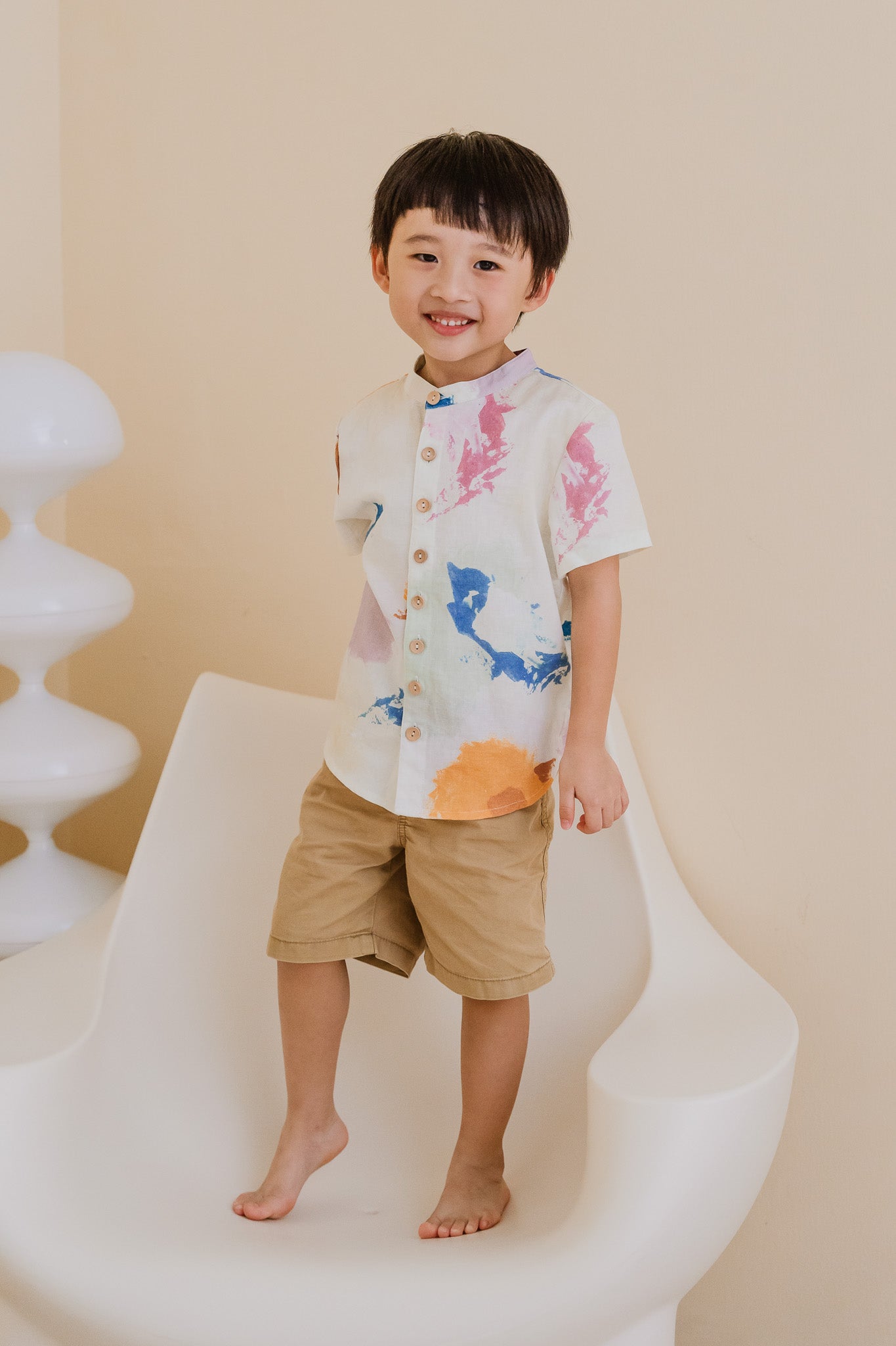 Life On A Canvas II Kid's Linen Shirt in Radiance