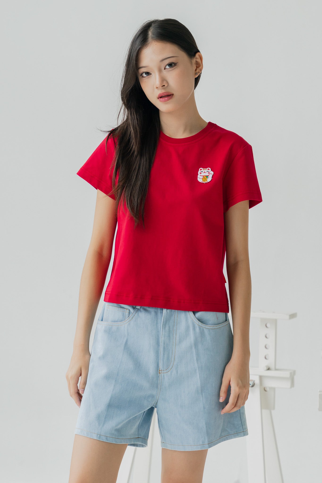 Fortune Cat Women's Tee in Red