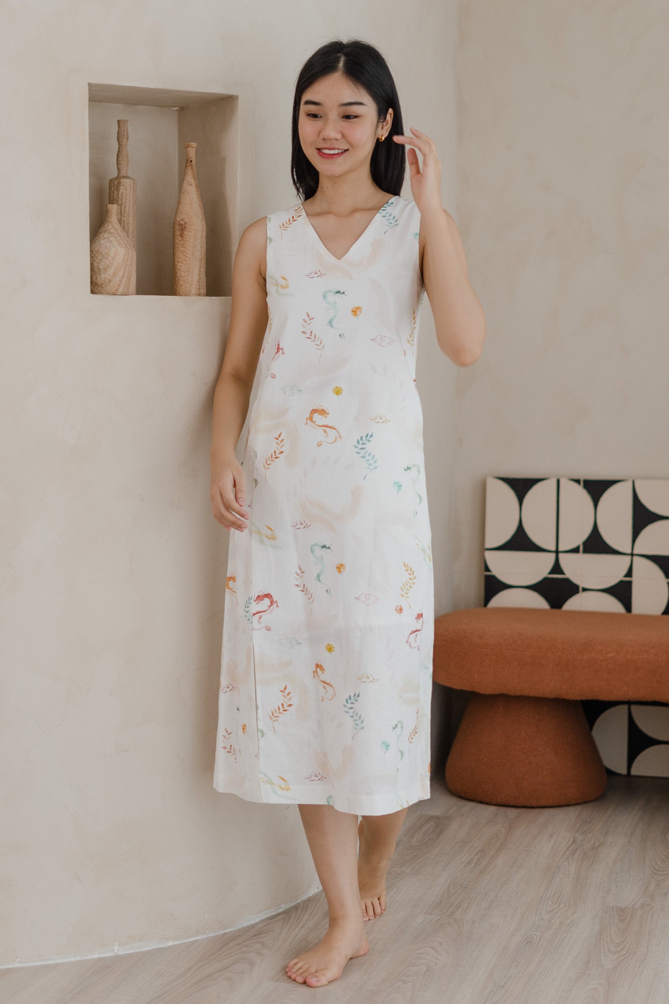 Winds Of Fortune Sleeveless Linen Dress in Joy