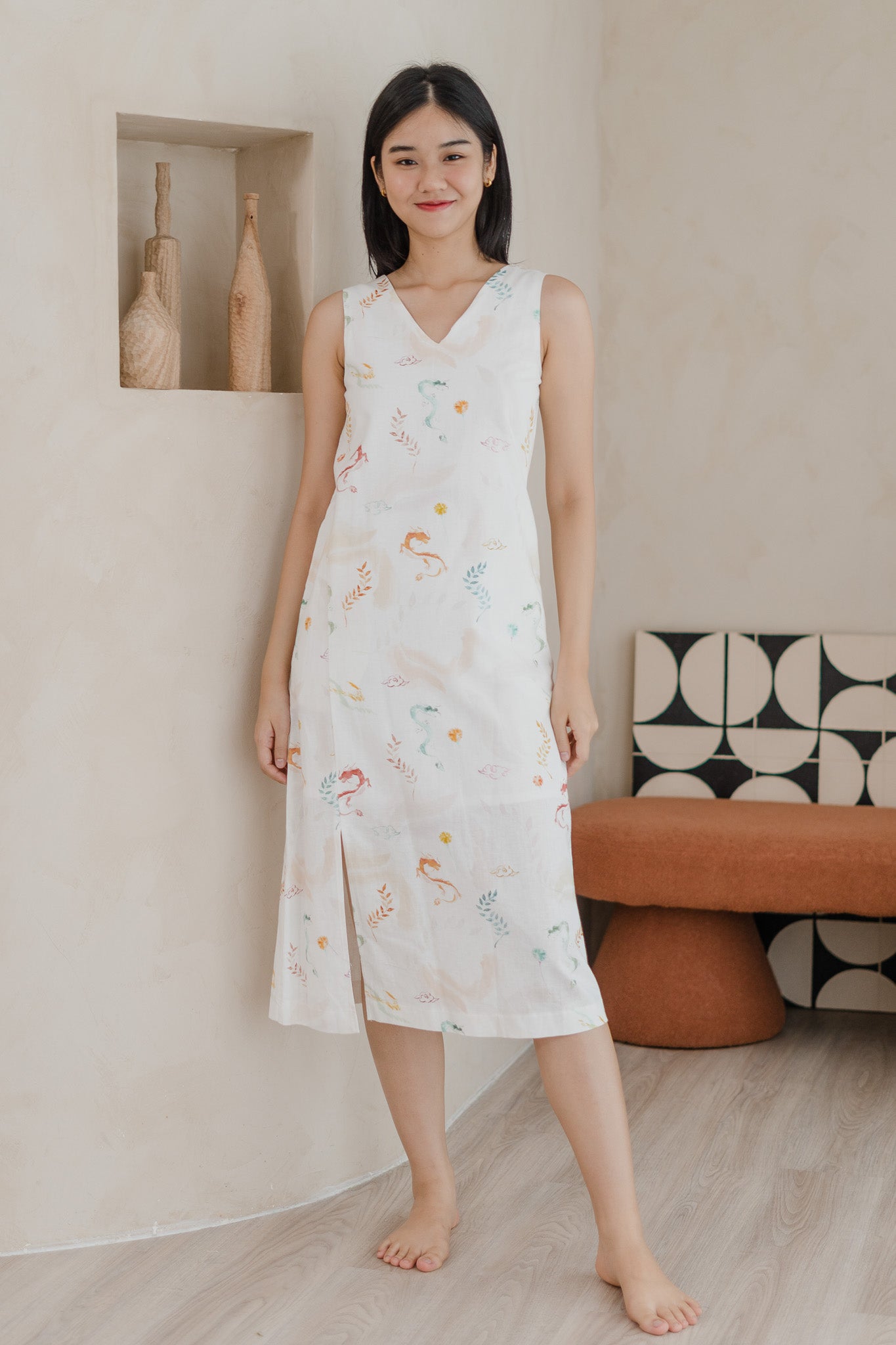 Winds Of Fortune Sleeveless Linen Dress in Joy
