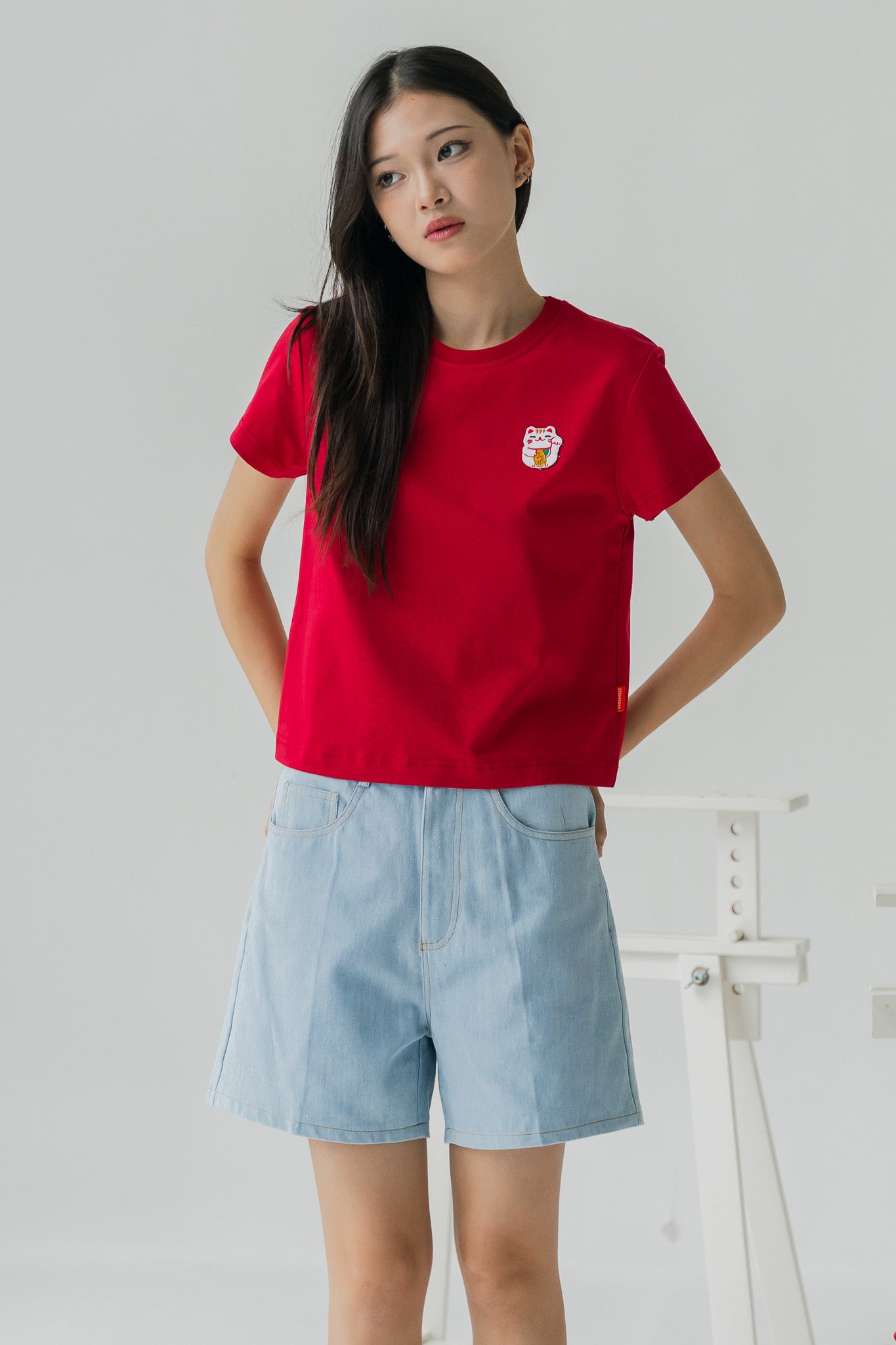 Fortune Cat Women's Tee in Red