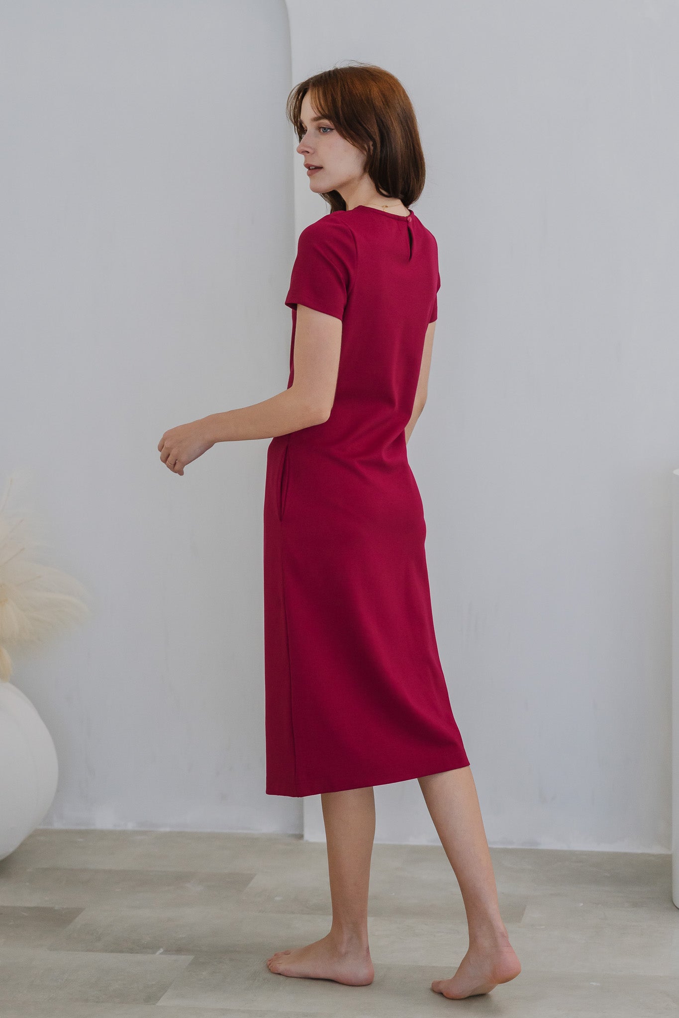Elevated Essentials Knot Jersey Dress in Wild Berry [ONLINE ONLY]
