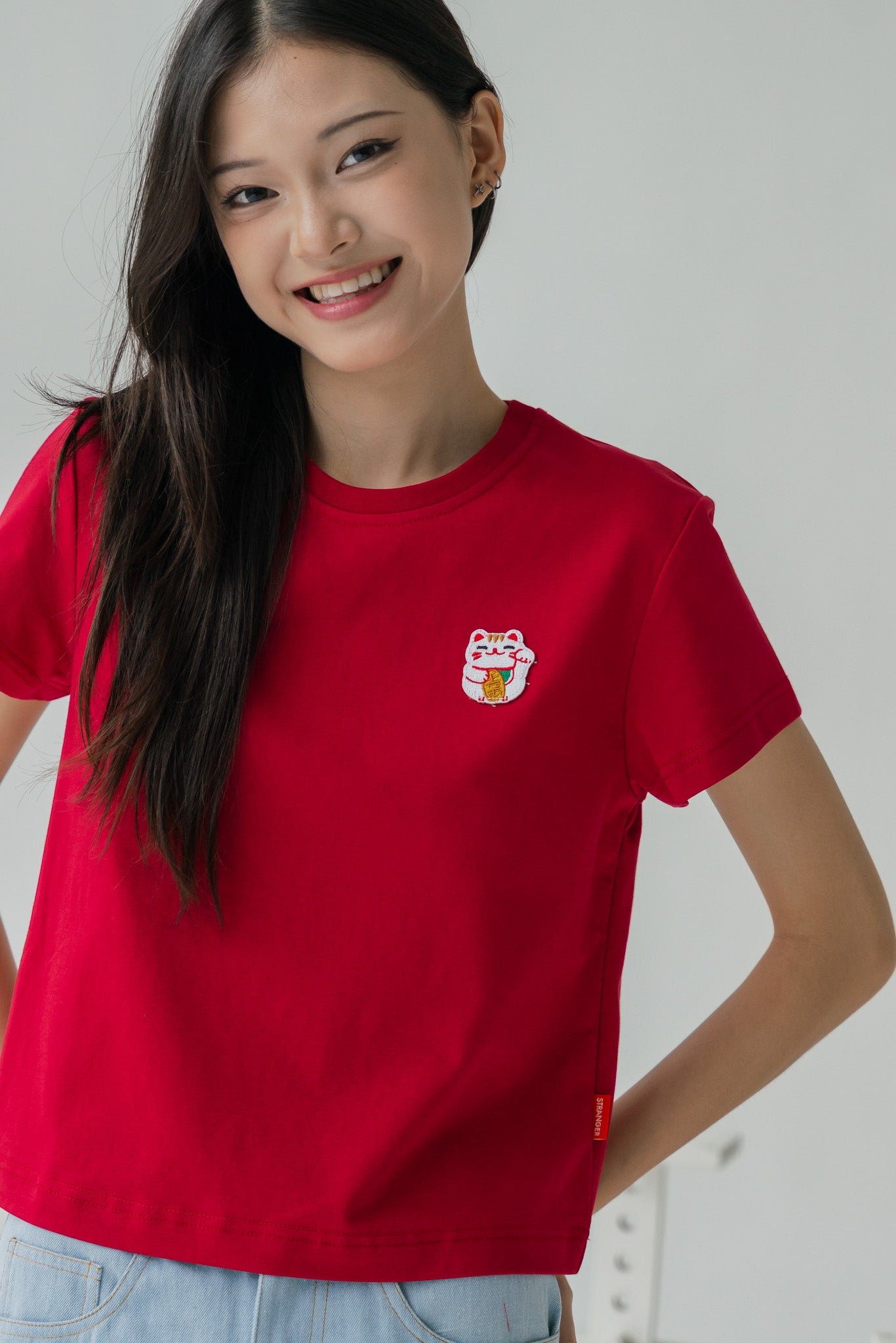 Fortune Cat Women's Tee in Red – First Stitch