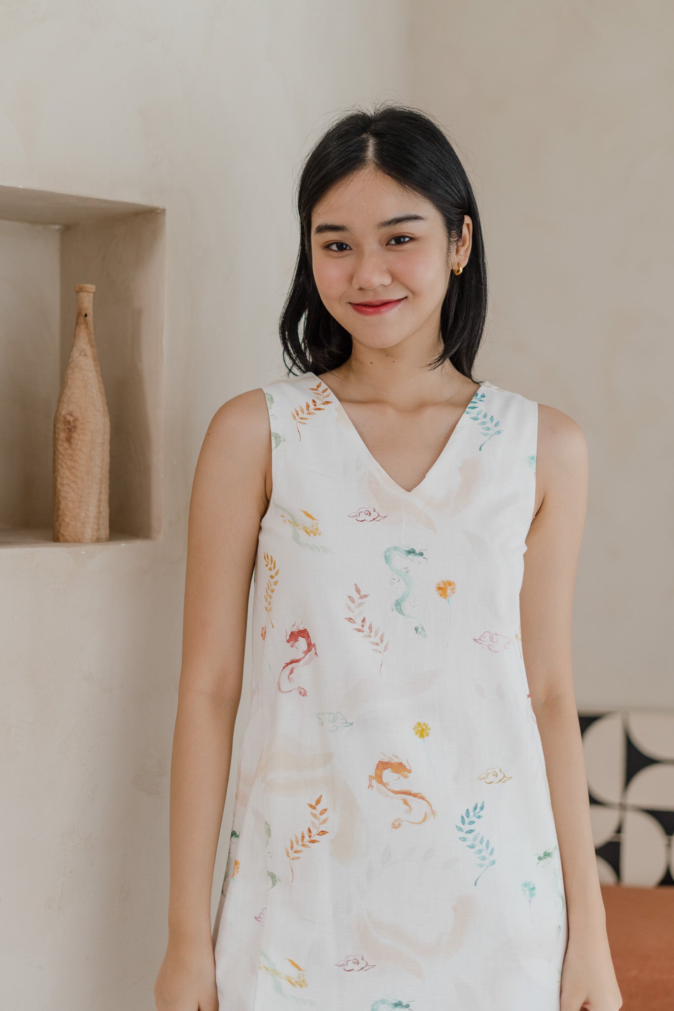 Winds Of Fortune Sleeveless Linen Dress in Joy