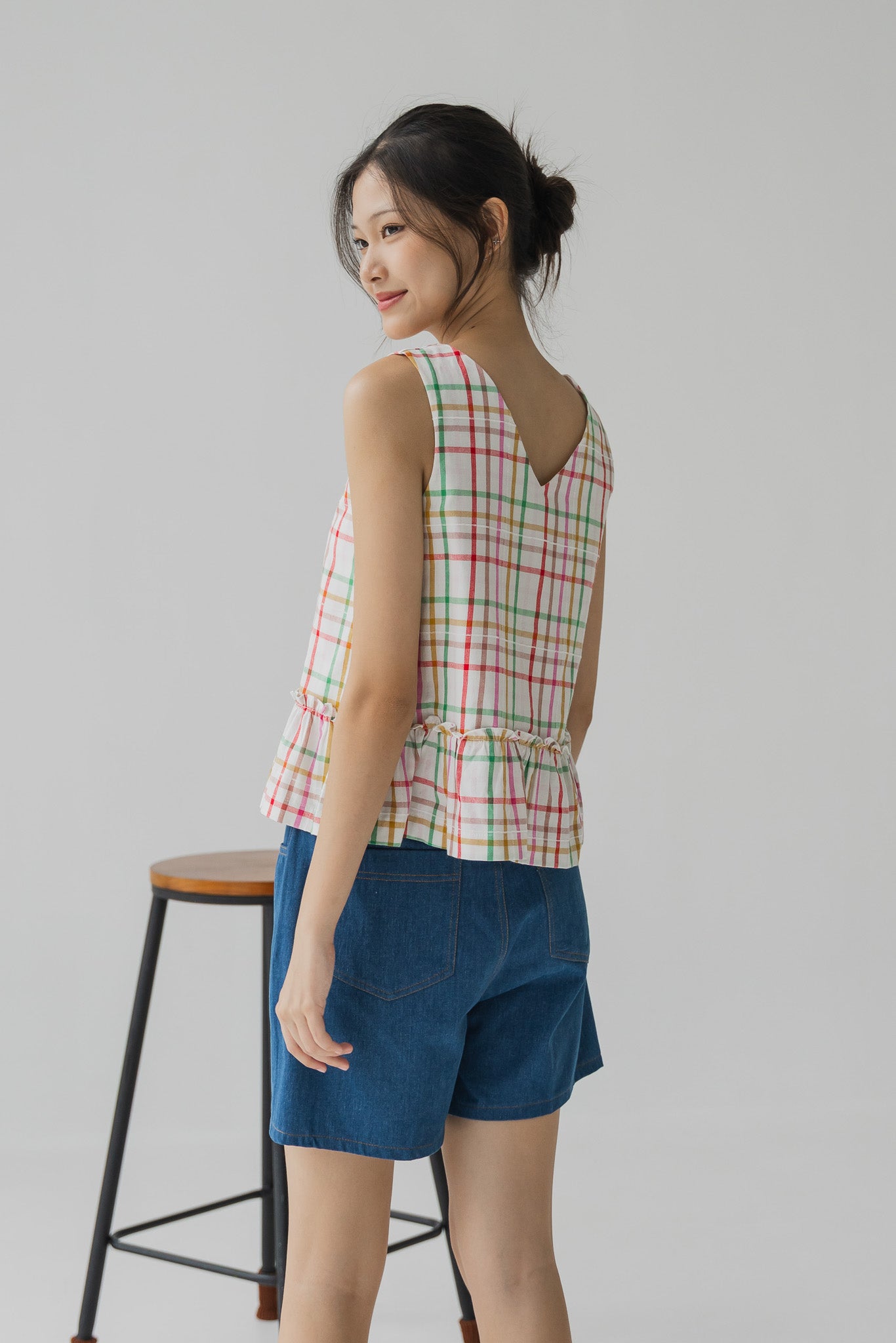 Minju Checkered Two-way Blouse