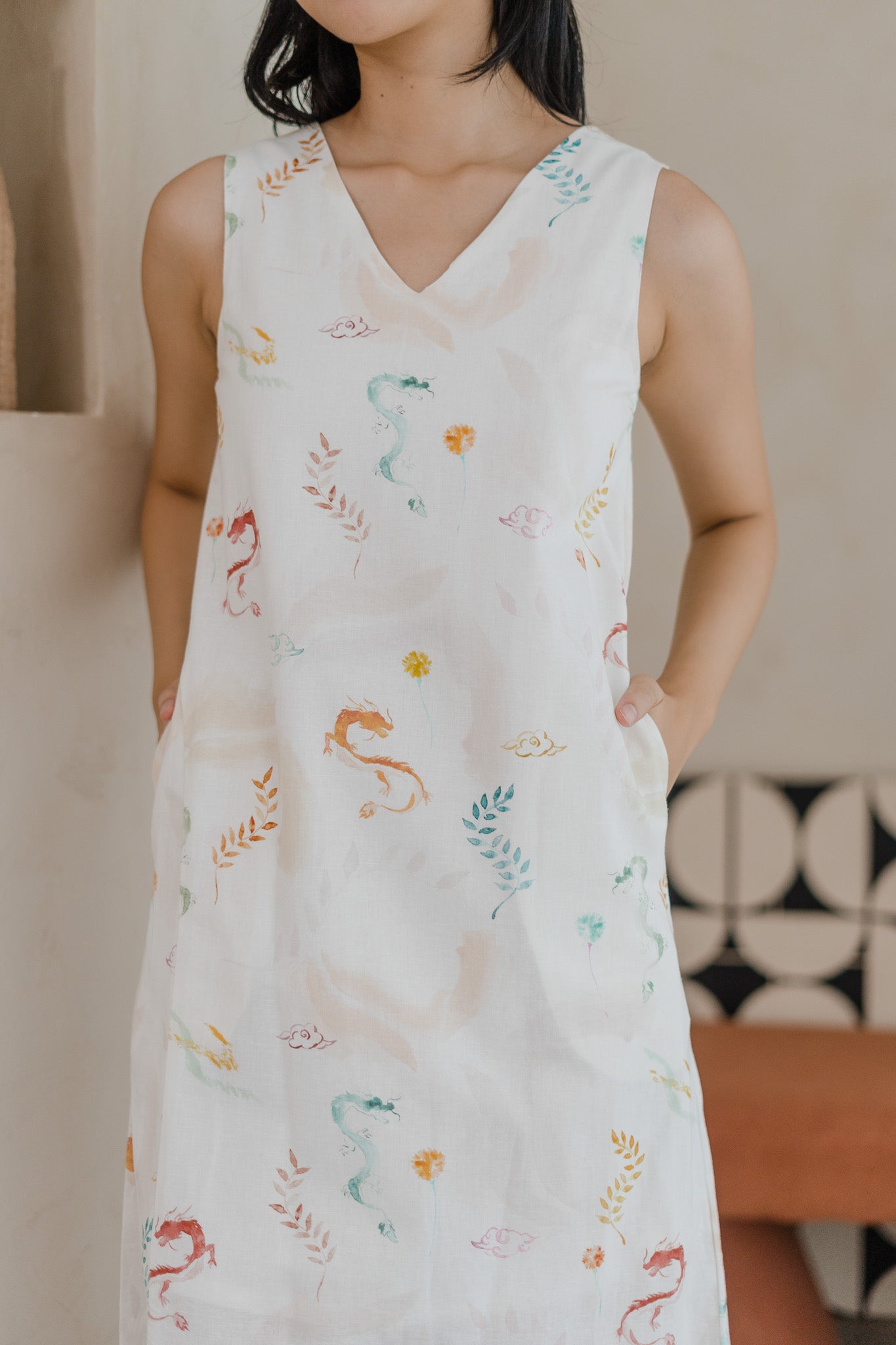 Winds Of Fortune Sleeveless Linen Dress in Joy