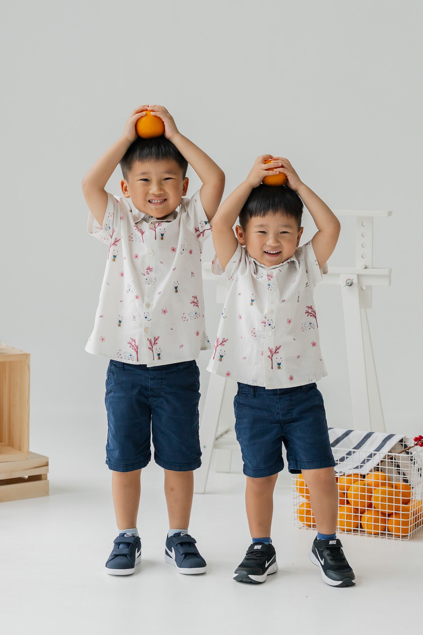 Fortune In Bloom Kid's Linen Shirt in Shiro