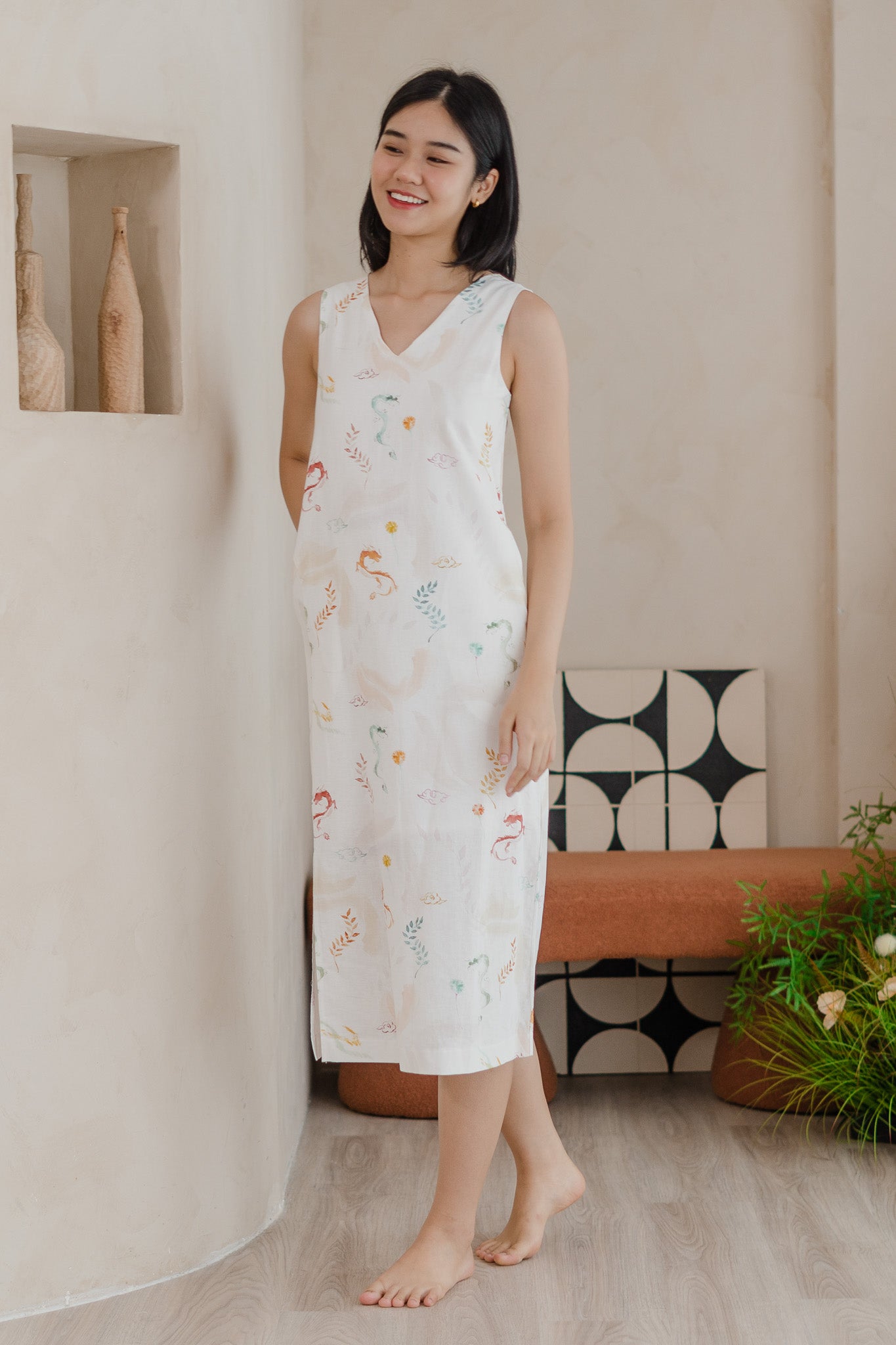 Winds Of Fortune Sleeveless Linen Dress in Joy