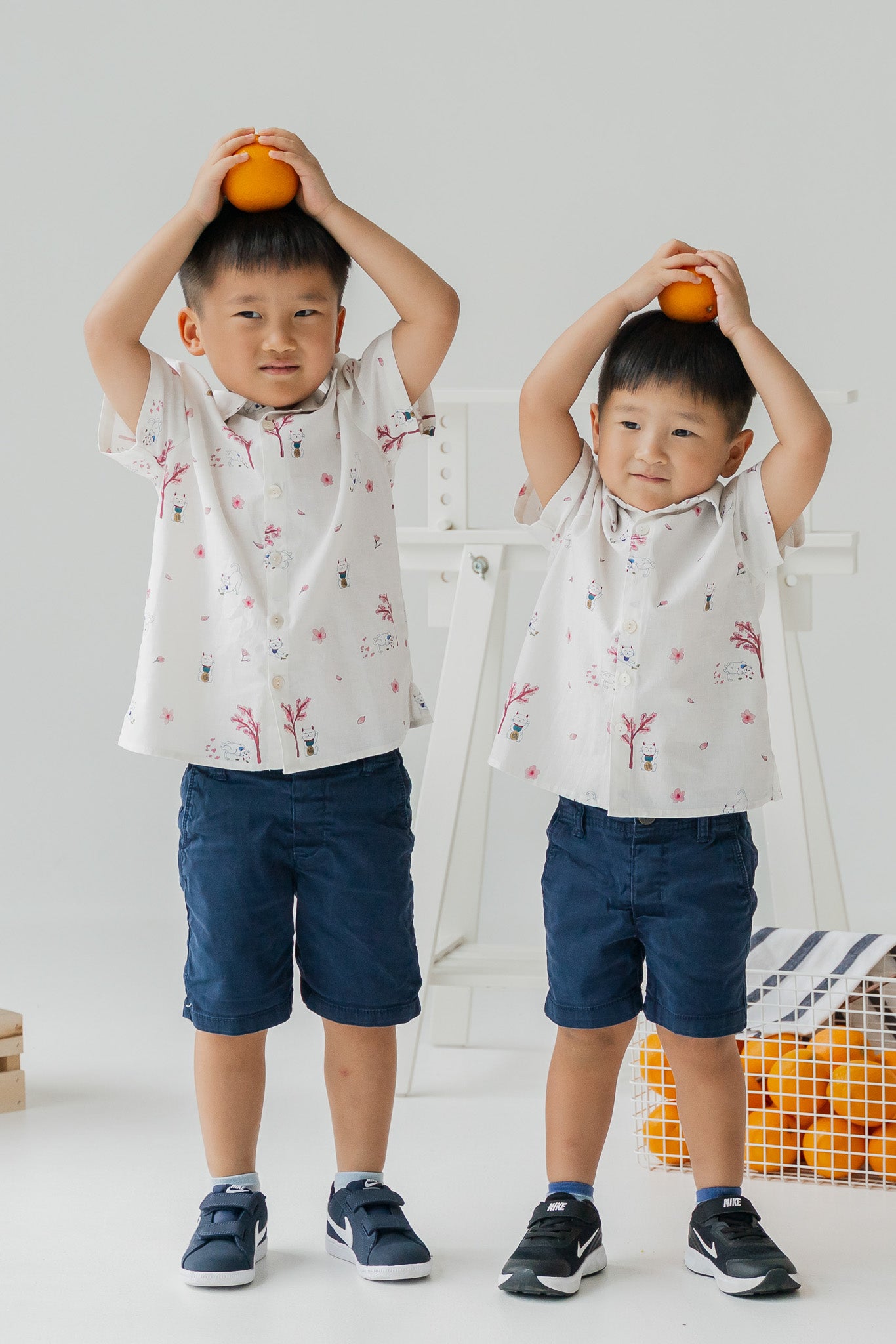 Fortune In Bloom Kid's Linen Shirt in Shiro