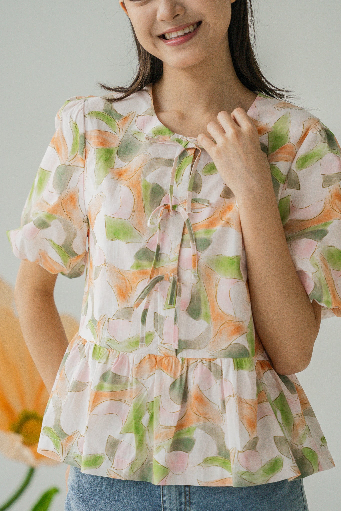 Midori Sleeved Babydoll Blouse
