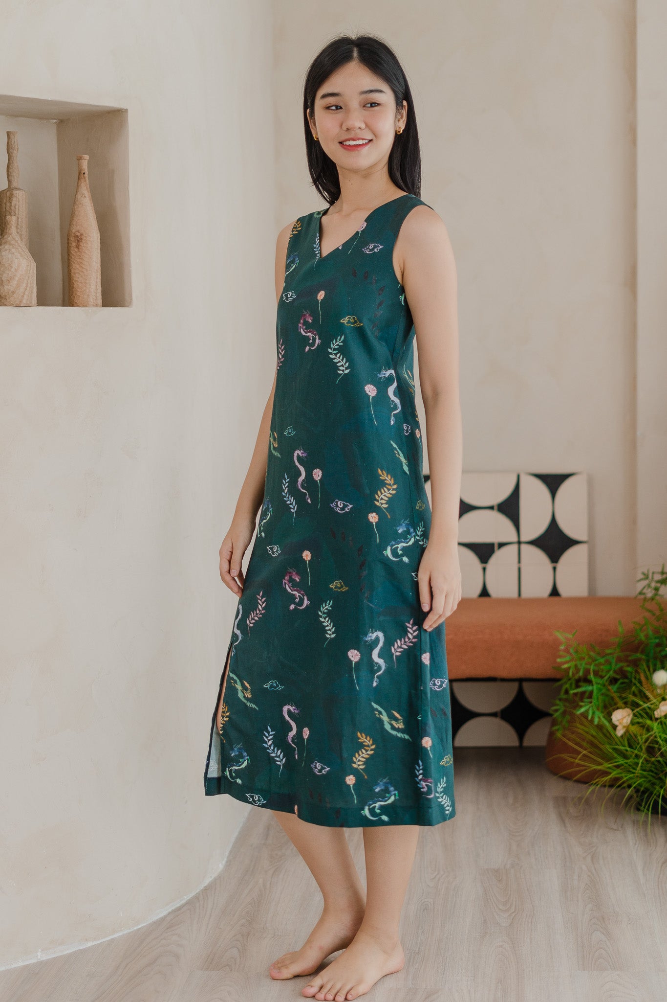 Winds Of Fortune Sleeveless Linen Dress in Abundance
