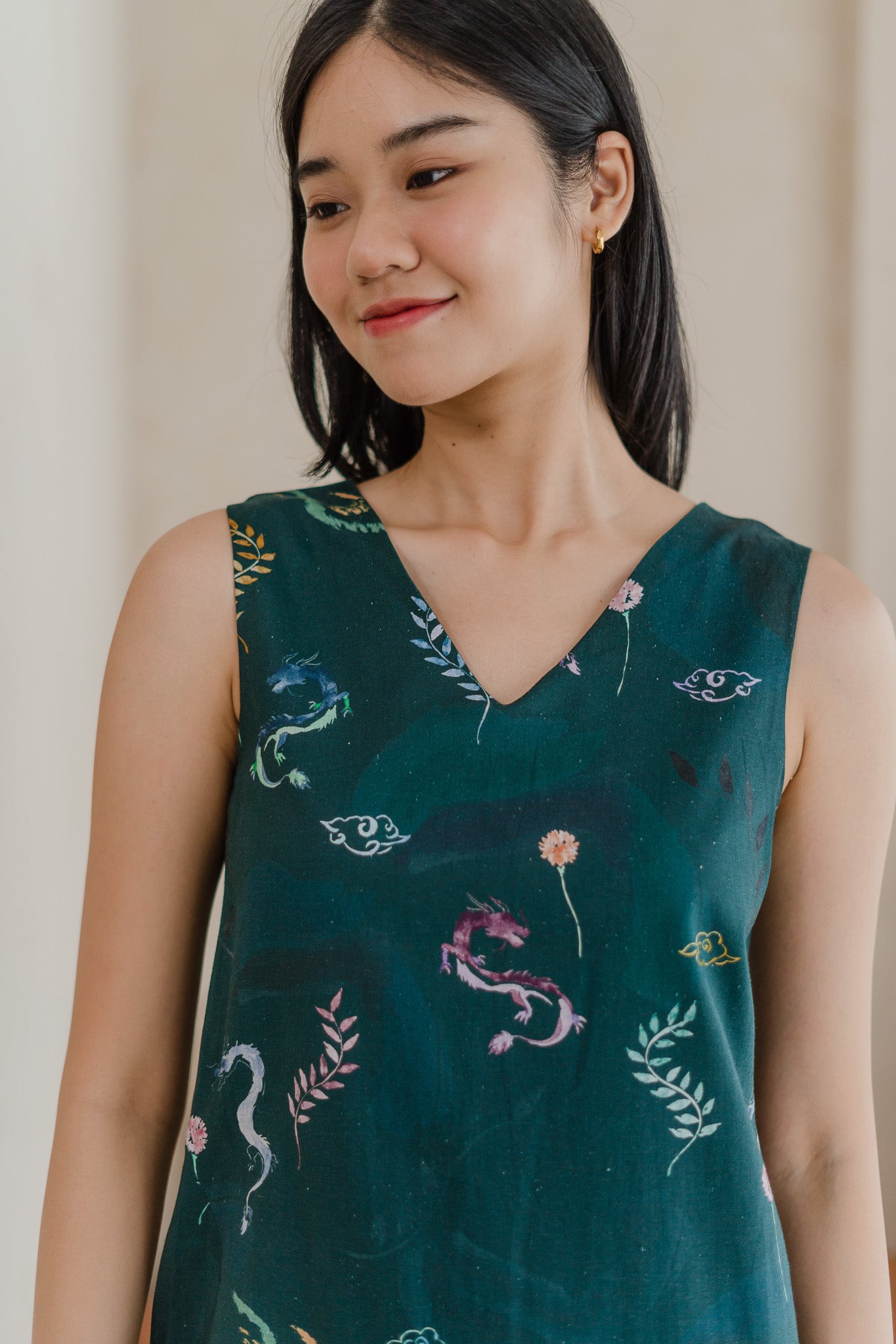 Winds Of Fortune Sleeveless Linen Dress in Abundance