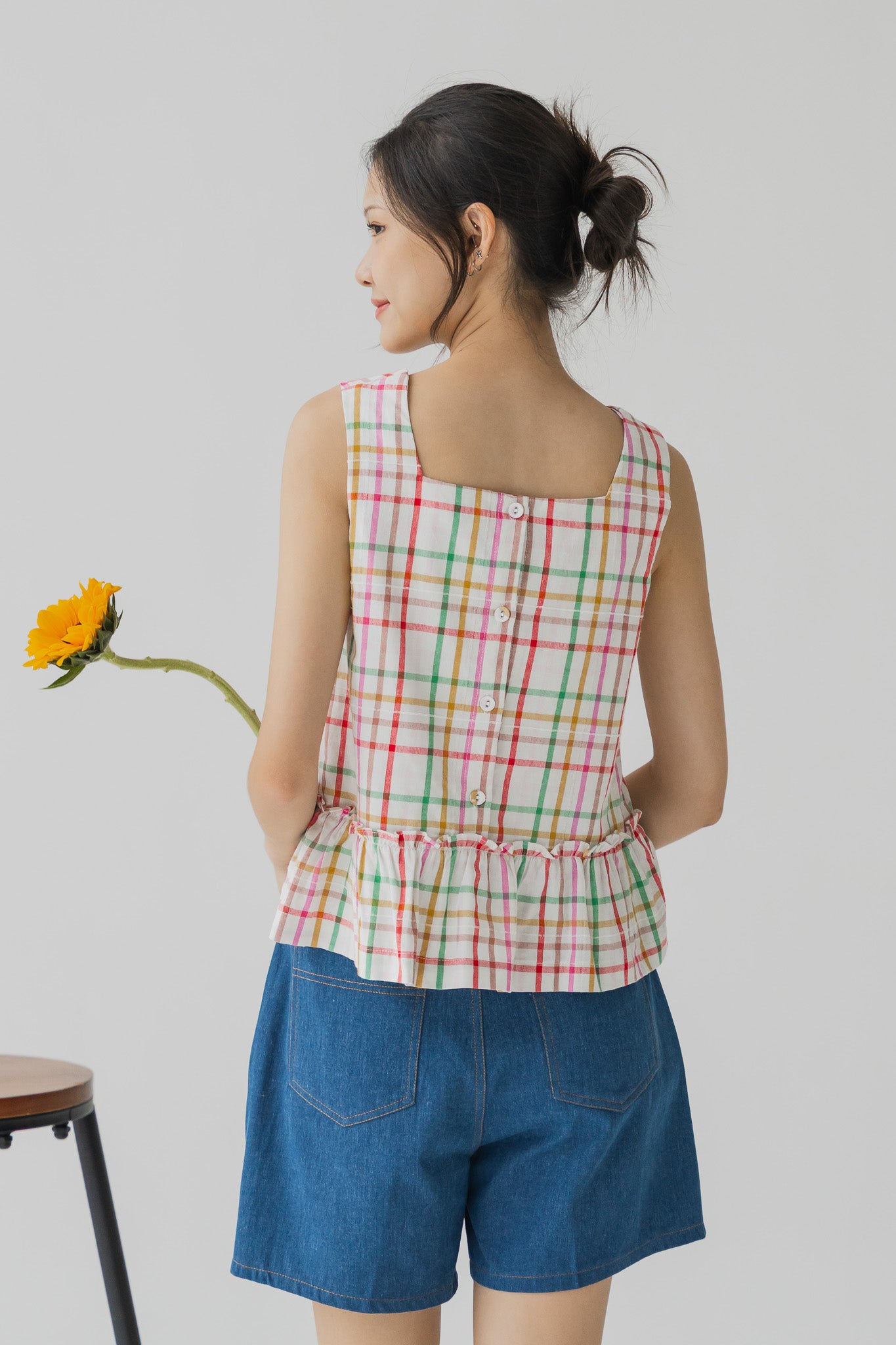Minju Checkered Two-way Blouse