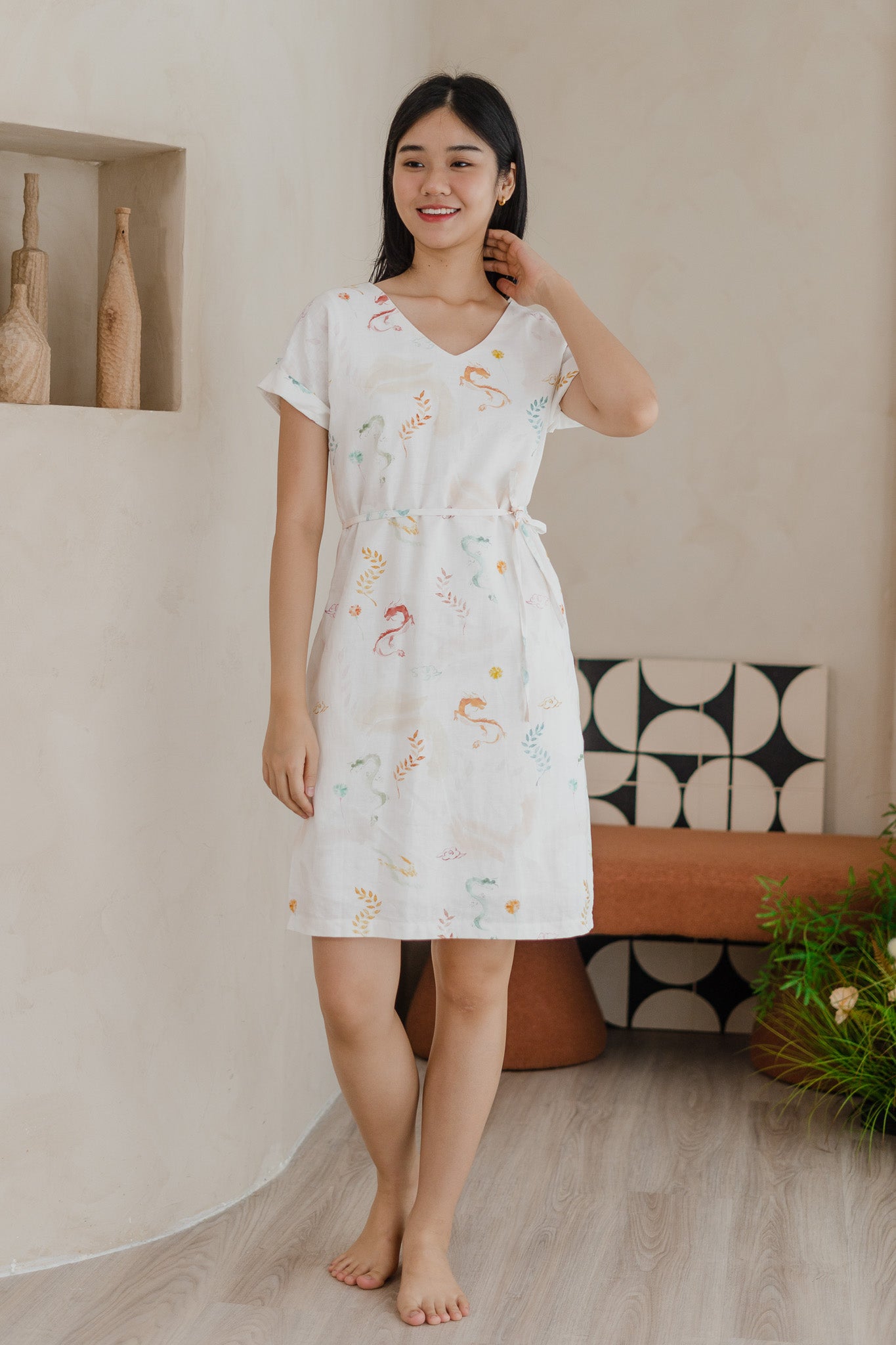 Winds Of Fortune Two-way Linen Shift Dress in Joy