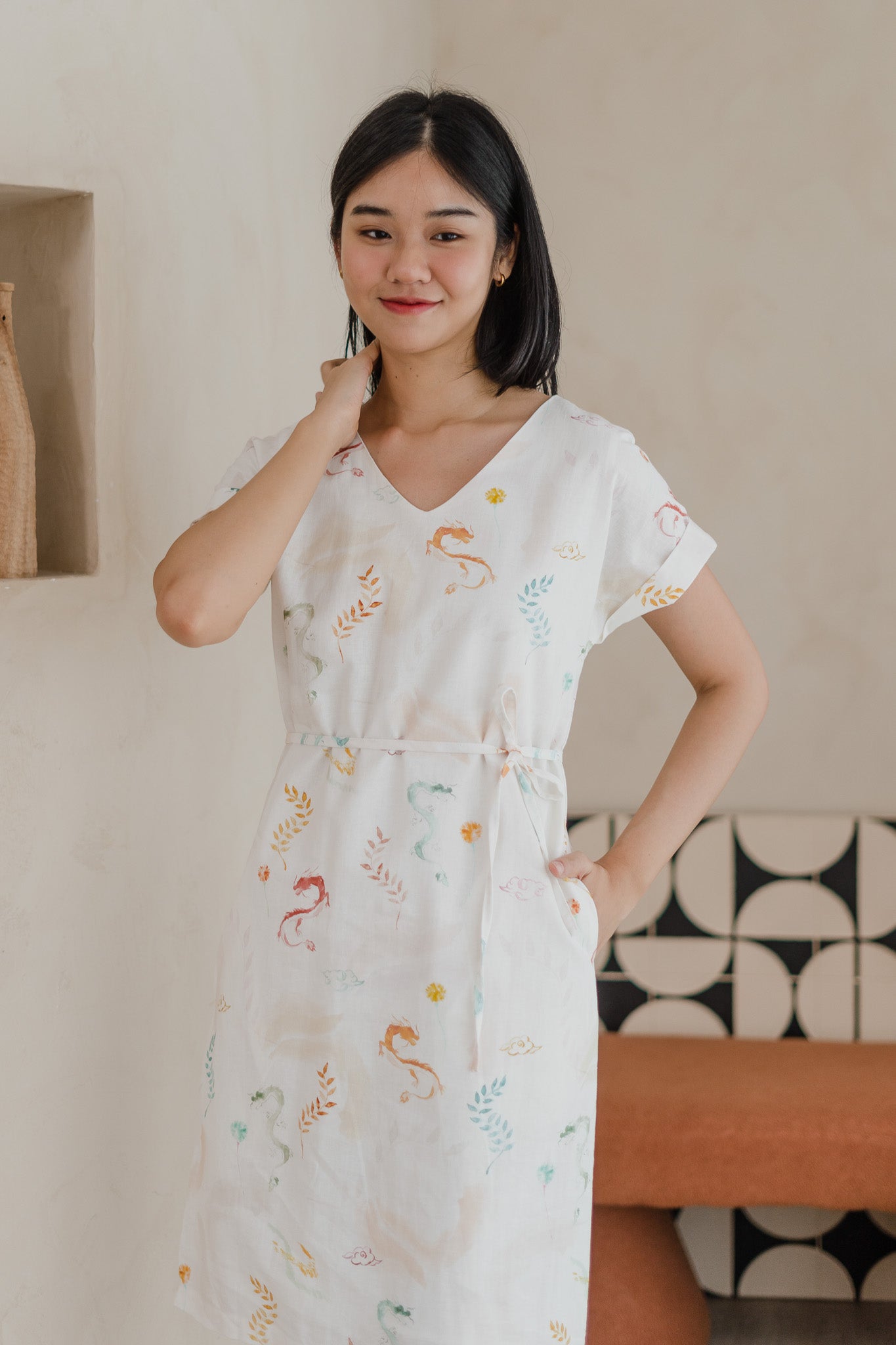 Winds Of Fortune Two-way Linen Shift Dress in Joy