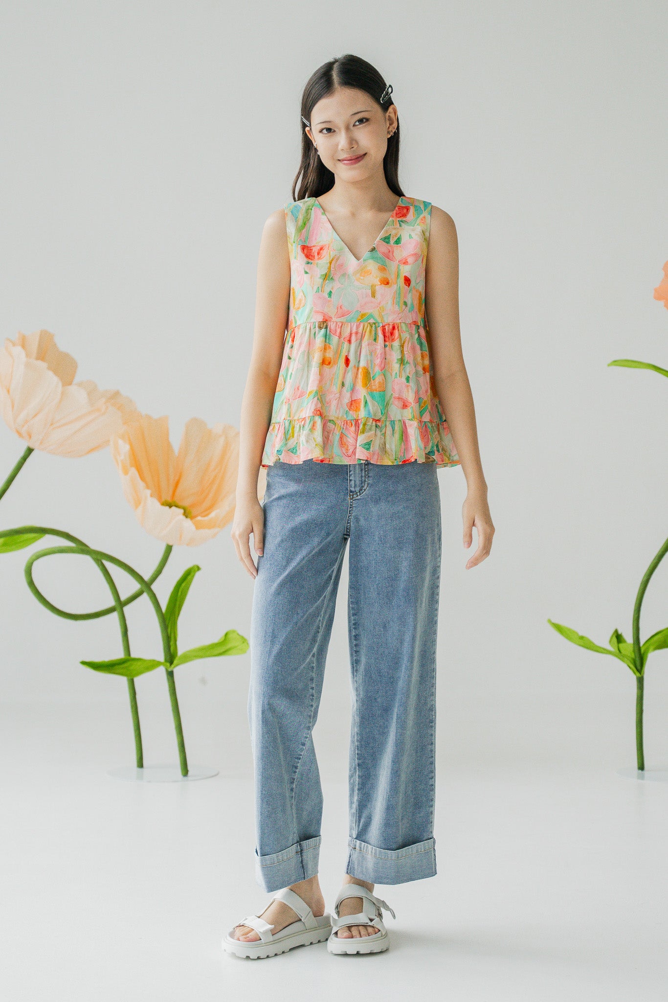 Sora Two-way Babydoll Sleeveless Blouse