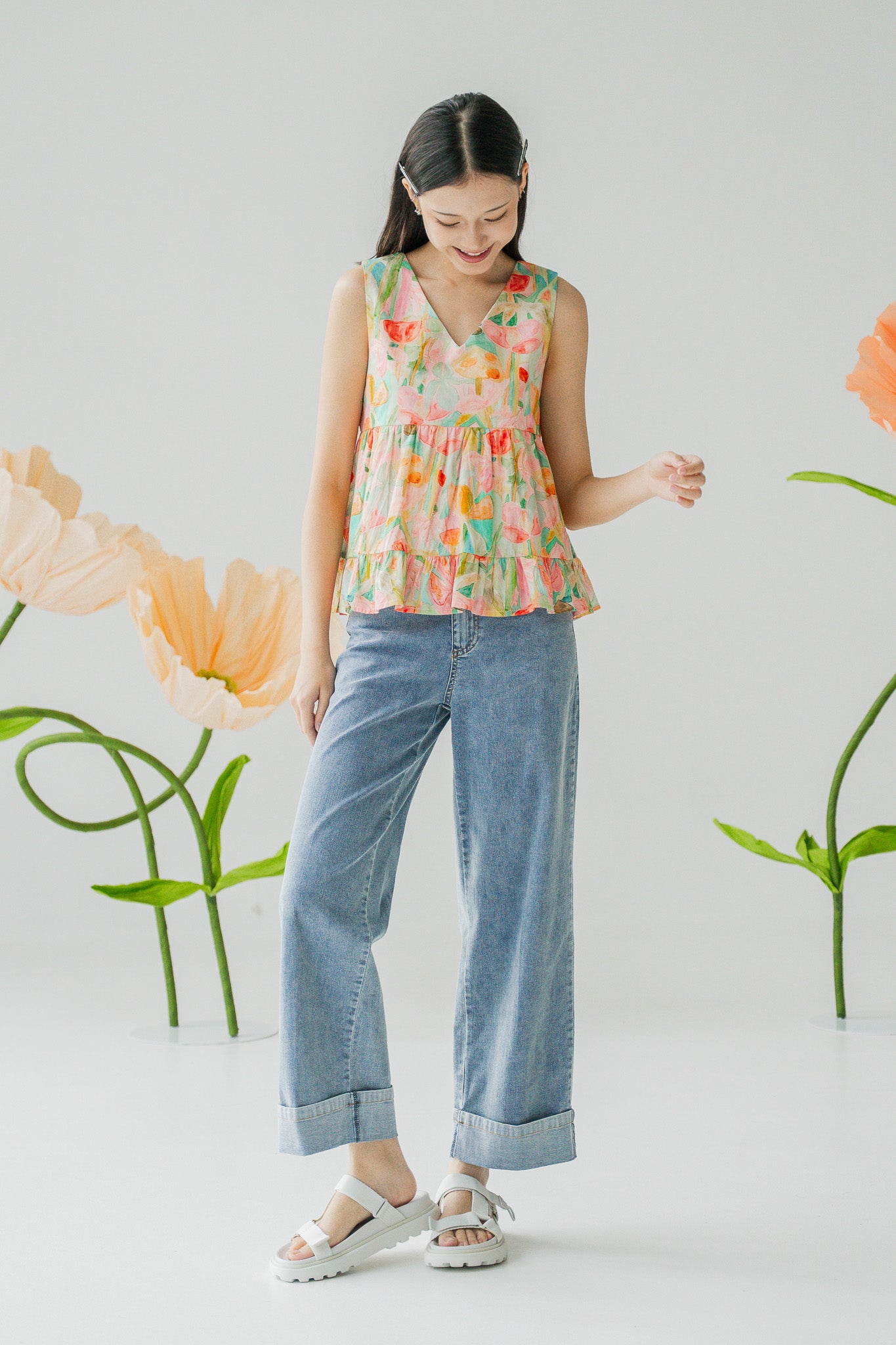 Sora Two-way Babydoll Sleeveless Blouse