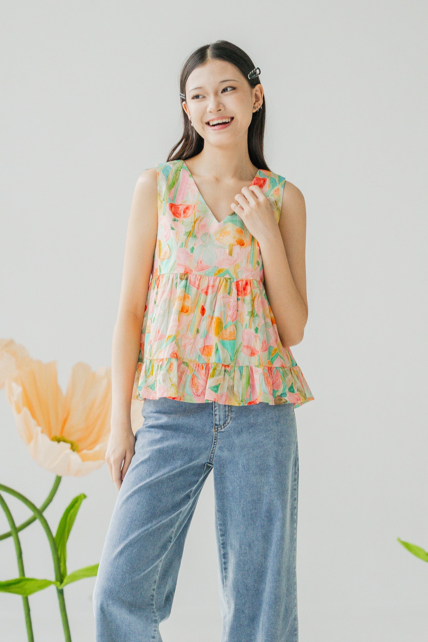 Sora Two-way Babydoll Sleeveless Blouse
