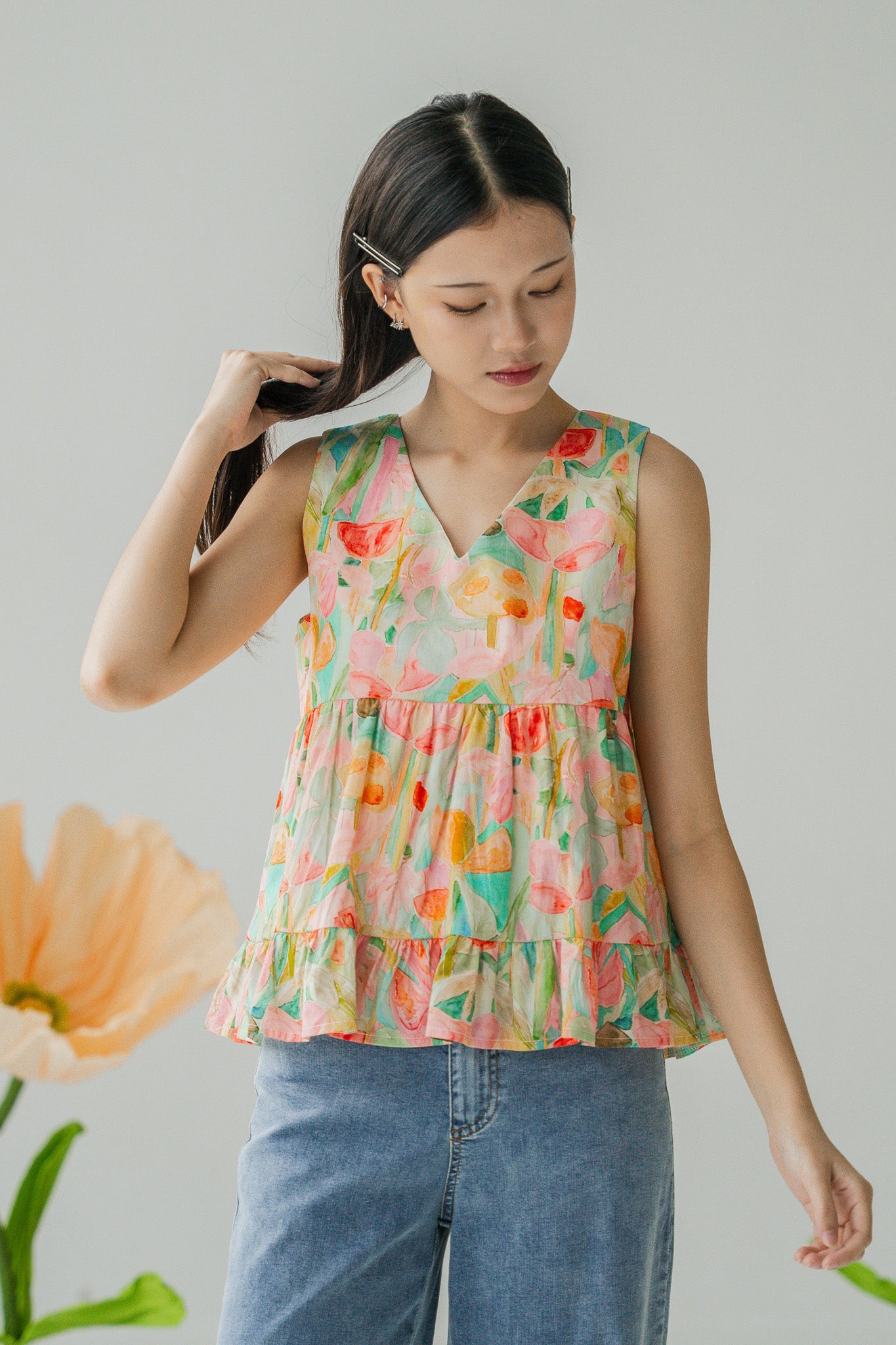 Sora Two-way Babydoll Sleeveless Blouse