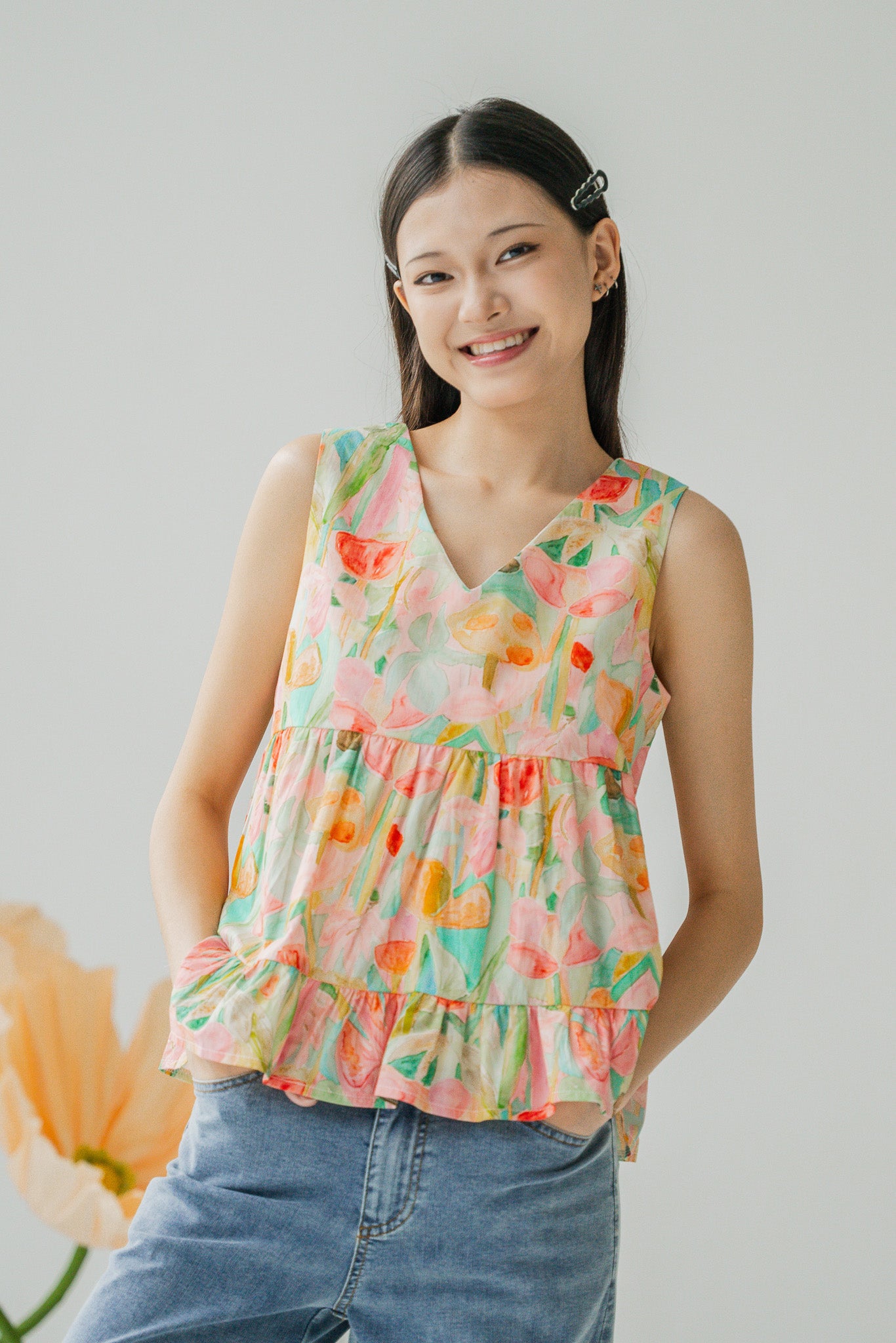 Sora Two-way Babydoll Sleeveless Blouse