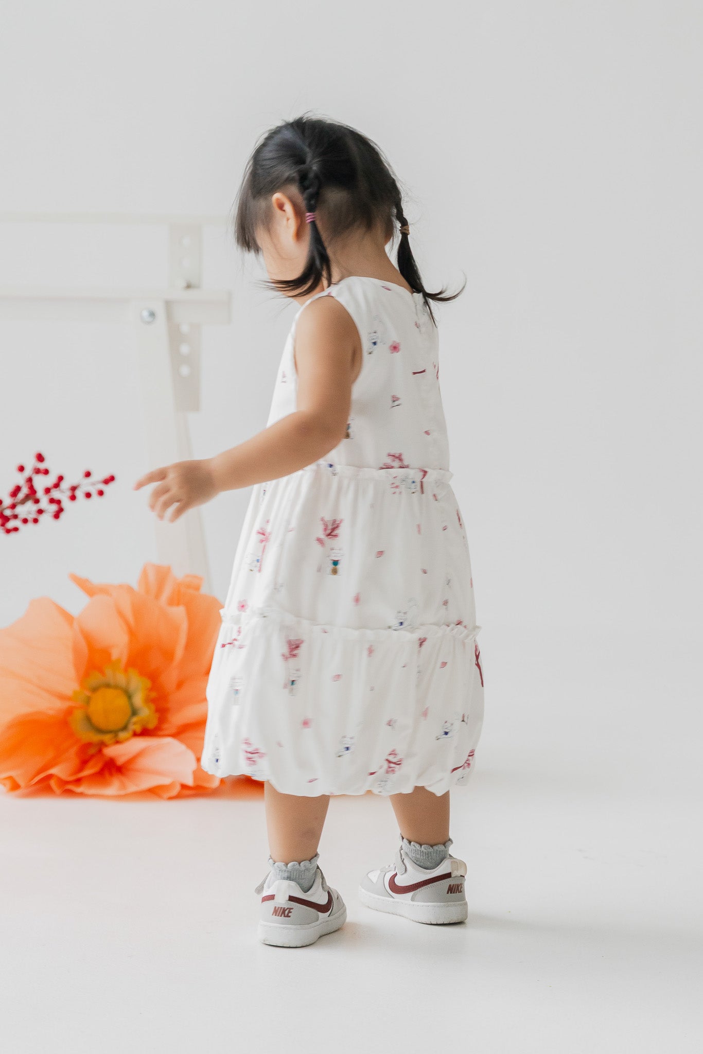 Fortune In Bloom Kid's Dress in Shiro