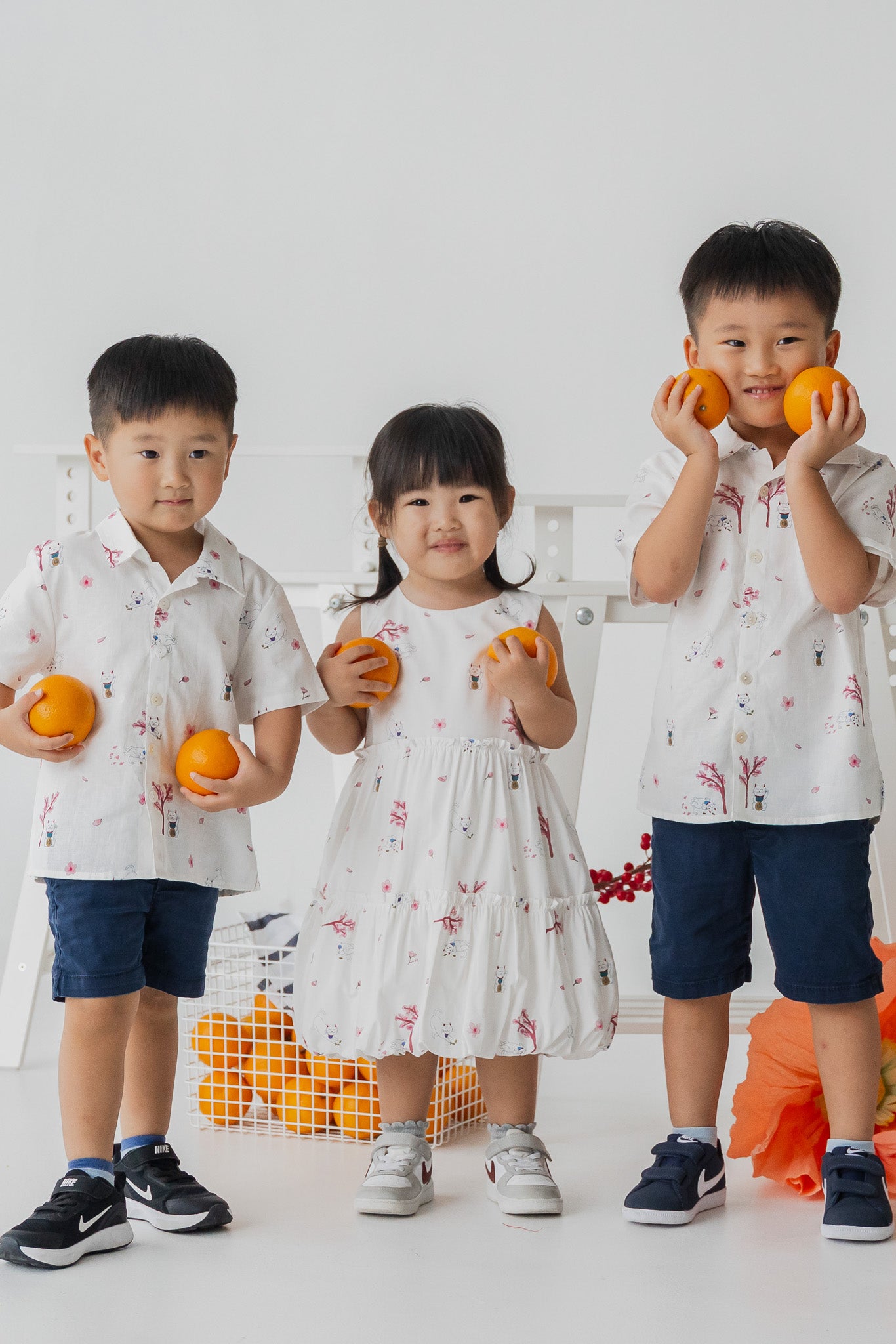 Fortune In Bloom Kid's Linen Shirt in Shiro
