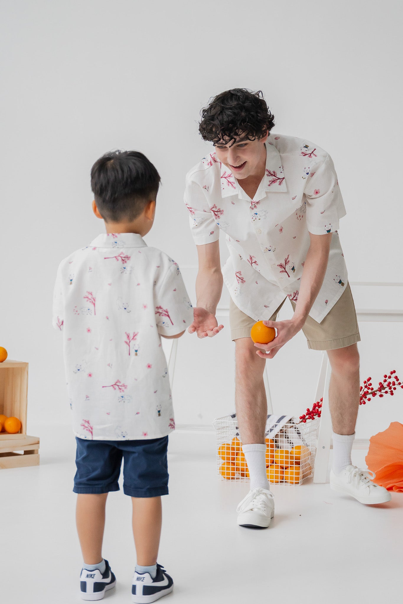 Fortune In Bloom Kid's Linen Shirt in Shiro