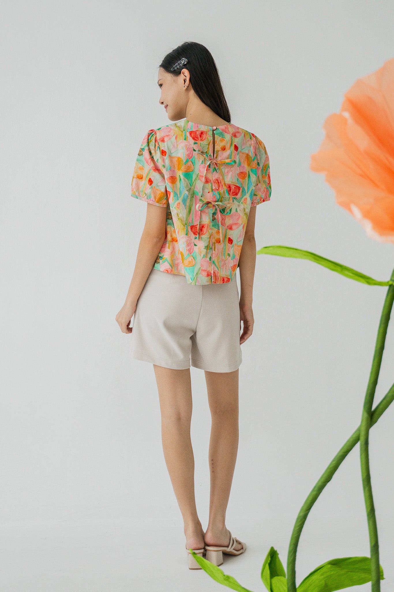 Sora Back Tie Sleeved Blouse