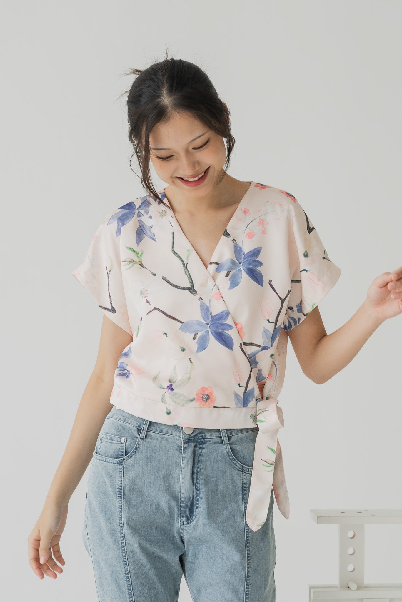 Yumi Floral Print Wrap Top