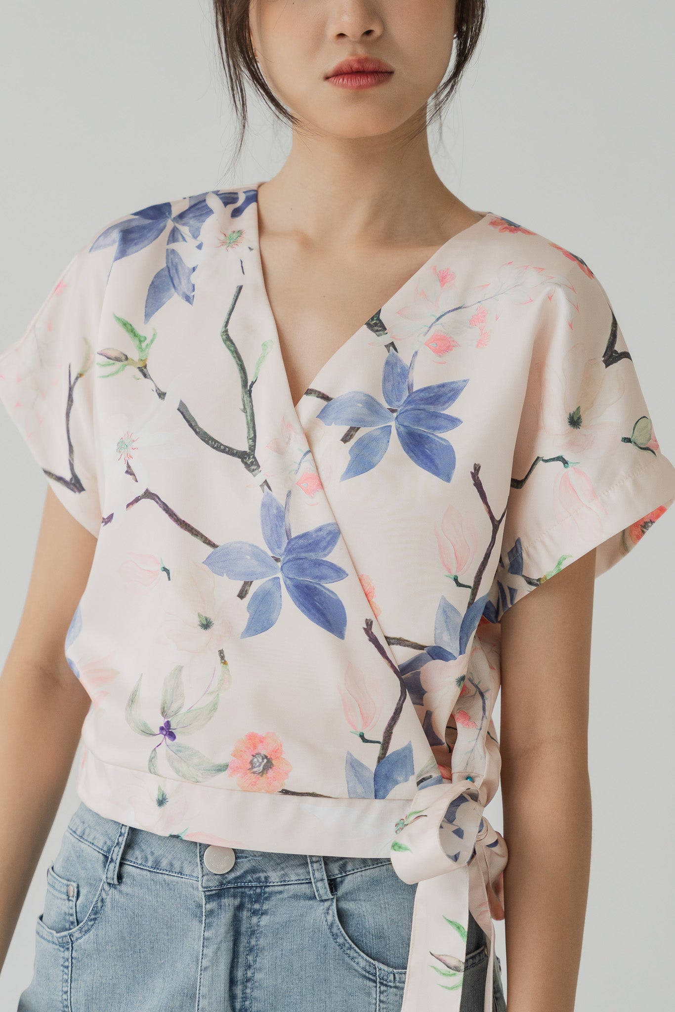 Yumi Floral Print Wrap Top