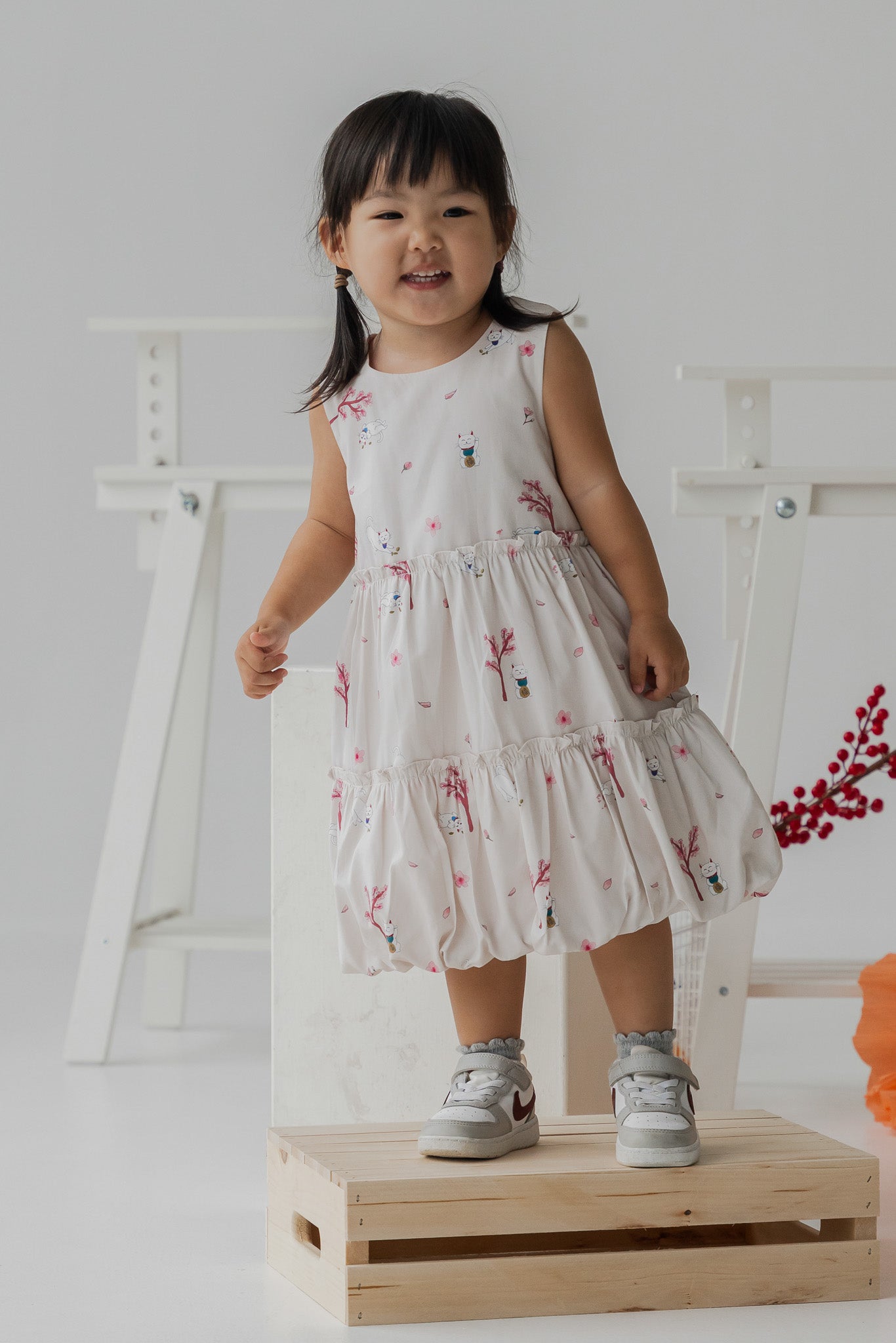 Fortune In Bloom Kid's Dress in Kinako
