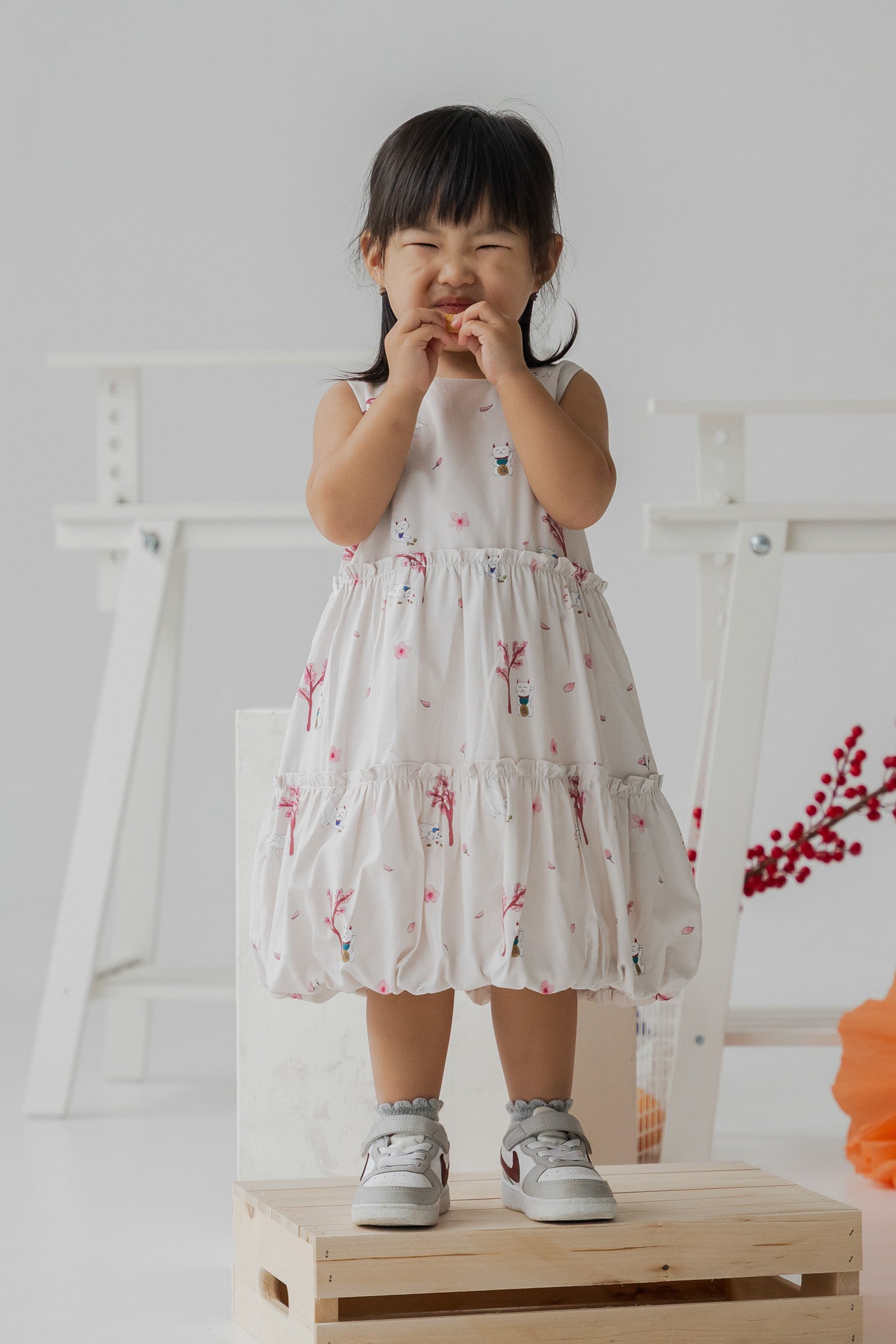 Fortune In Bloom Kid's Dress in Kinako