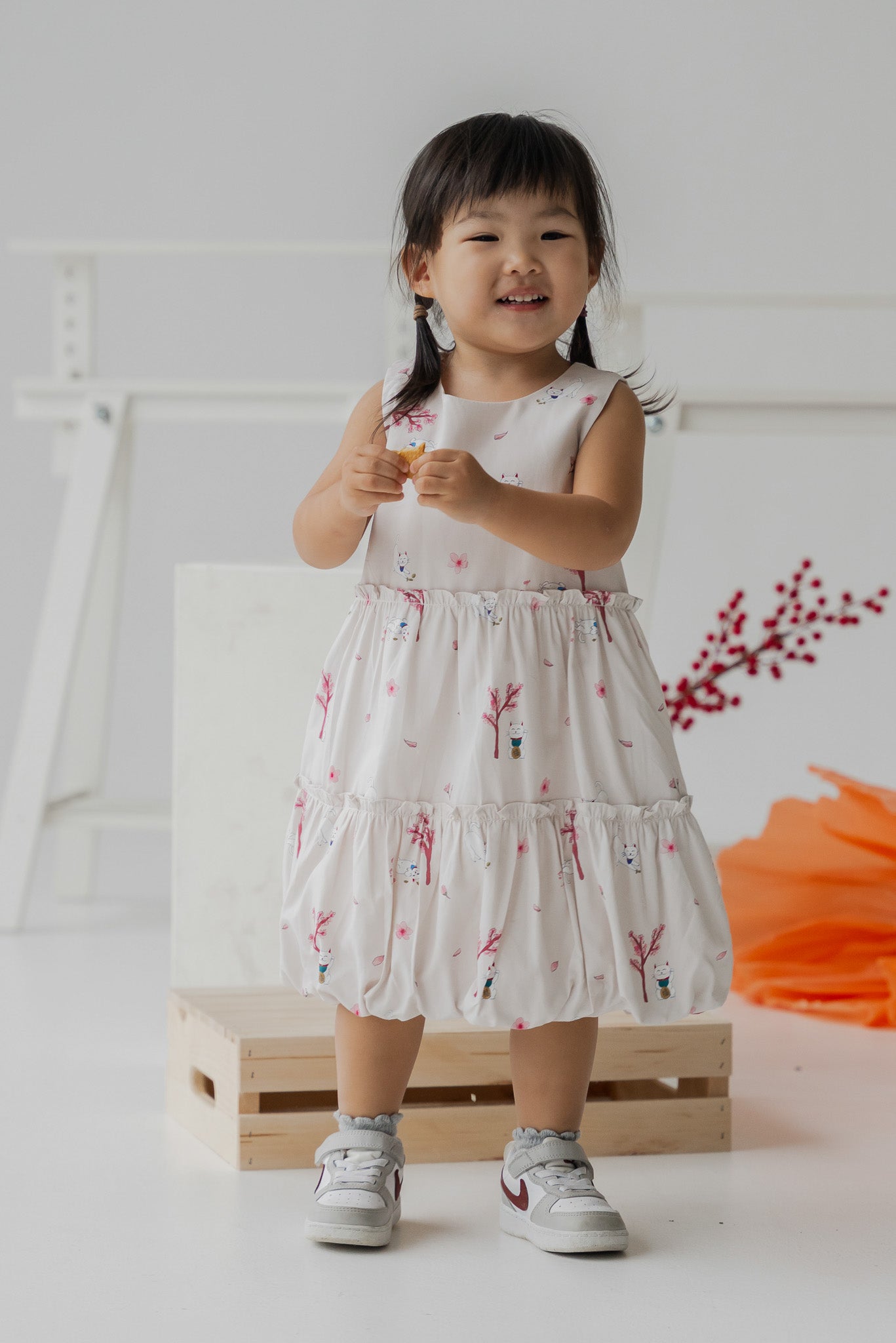 Fortune In Bloom Kid's Dress in Kinako