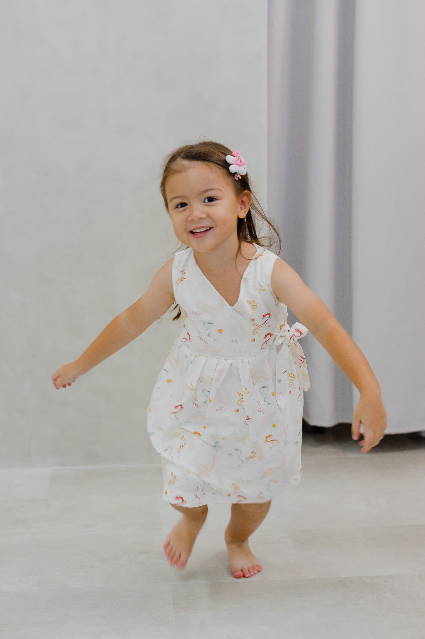 Winds Of Fortune Kid's Linen Wrap Dress in Joy