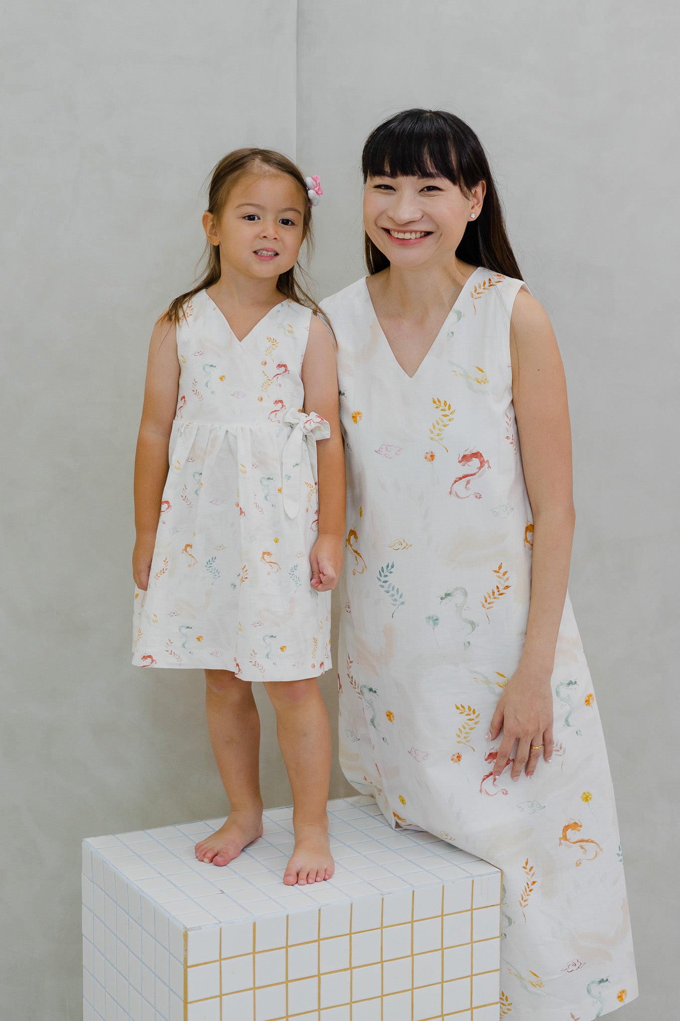 Winds Of Fortune Kid's Linen Wrap Dress in Joy