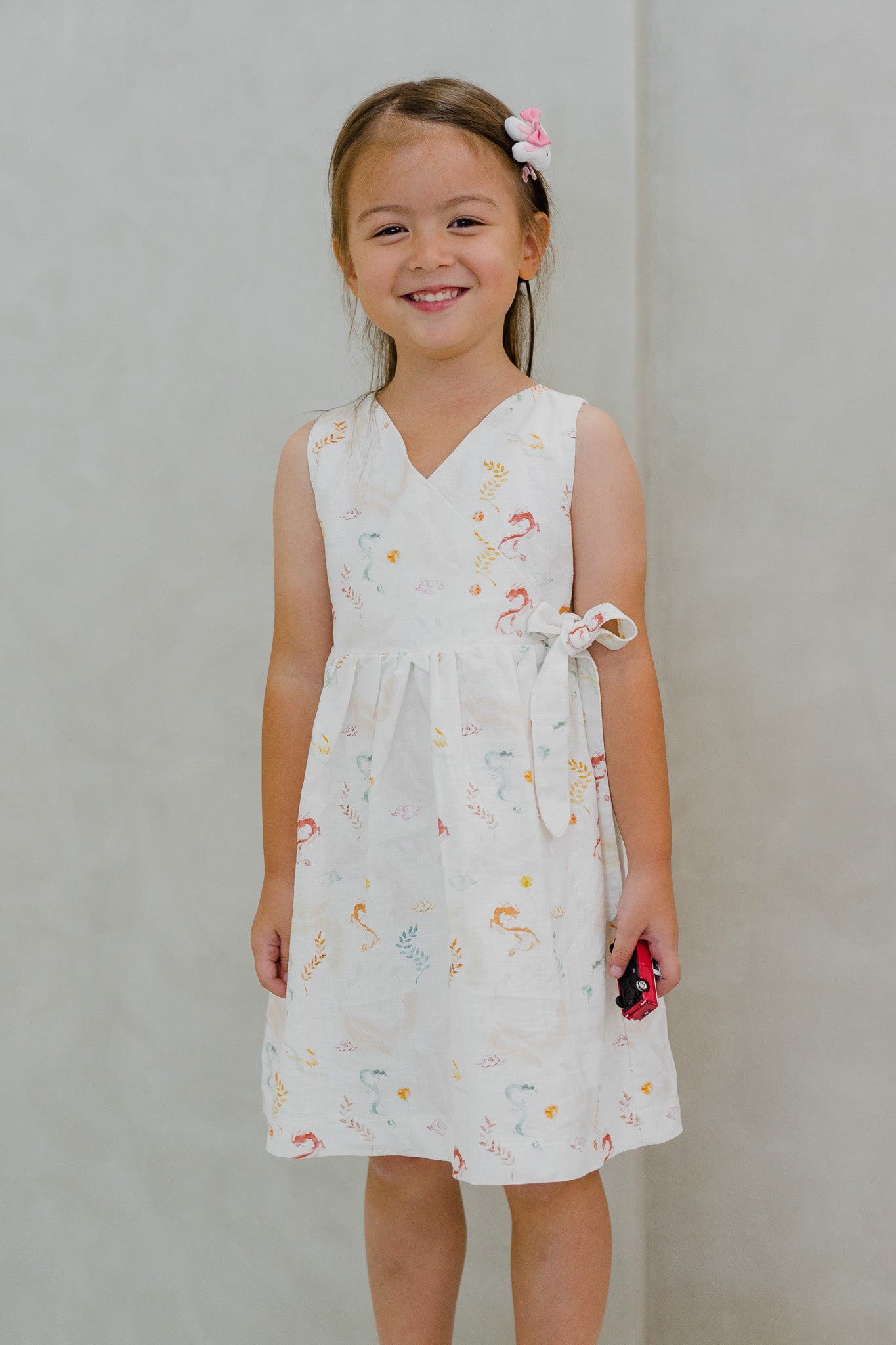Winds Of Fortune Kid's Linen Wrap Dress in Joy