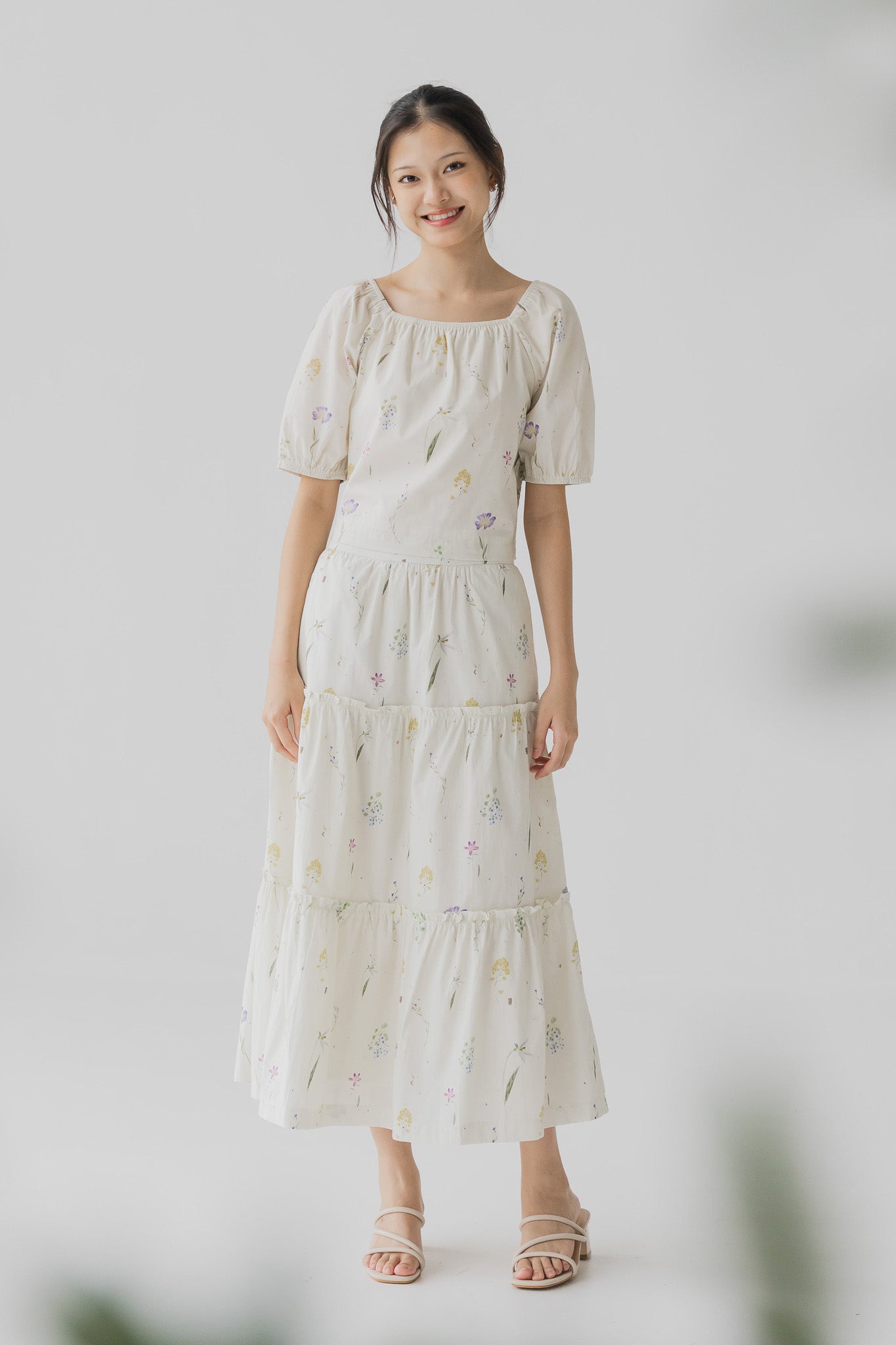 Hana Floral Print Tiered Skirt