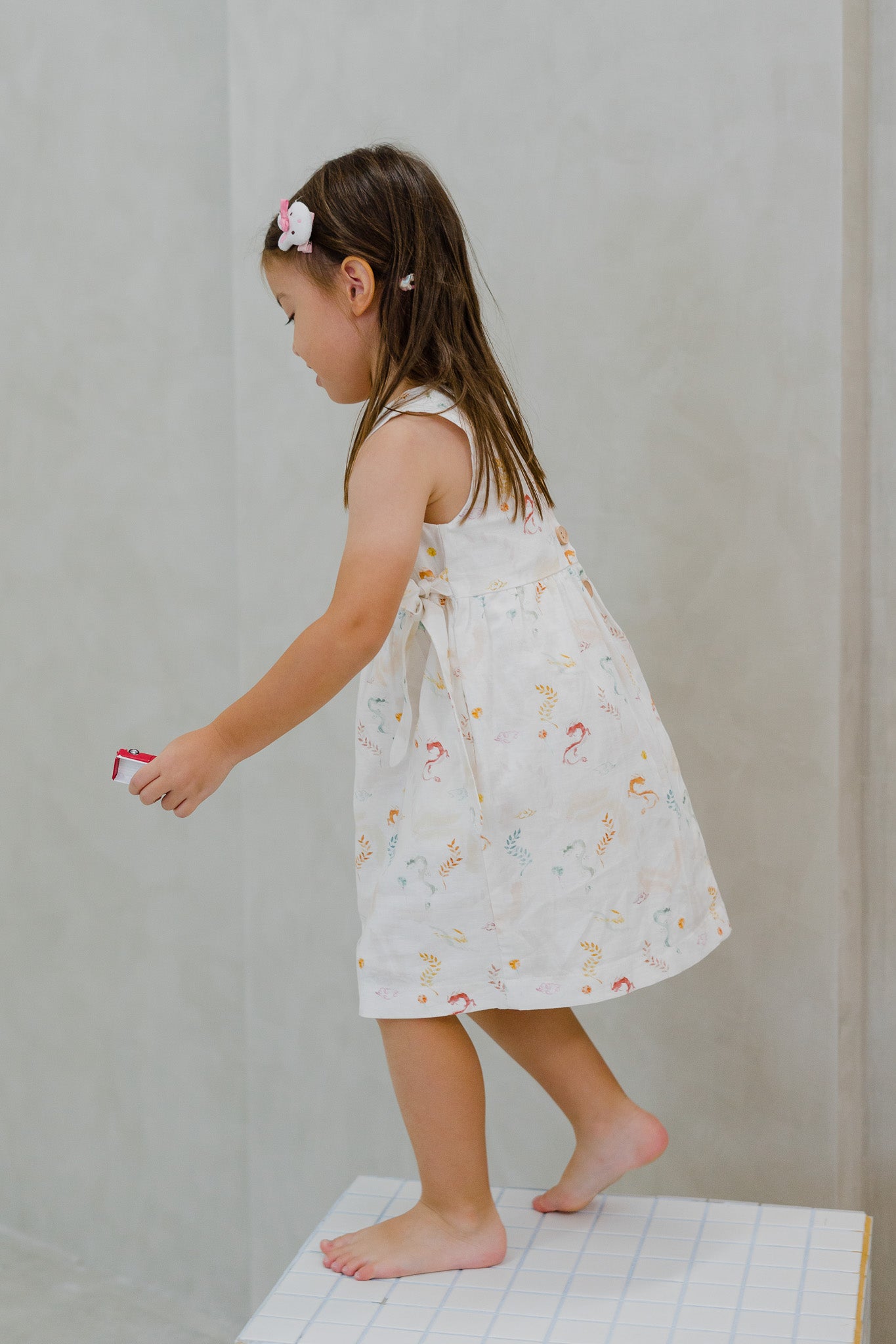 Winds Of Fortune Kid's Linen Wrap Dress in Joy