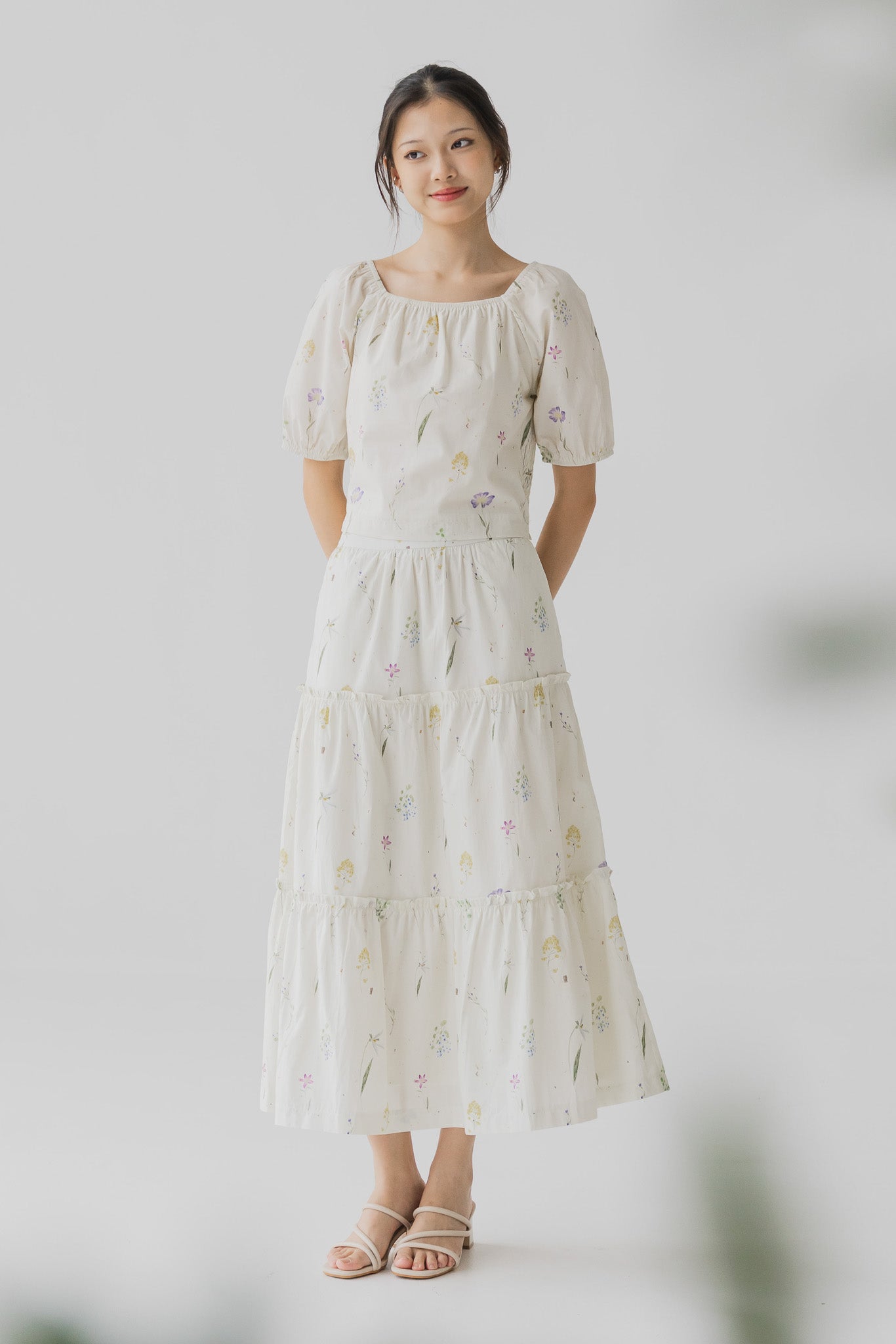 Hana Floral Print Tiered Skirt