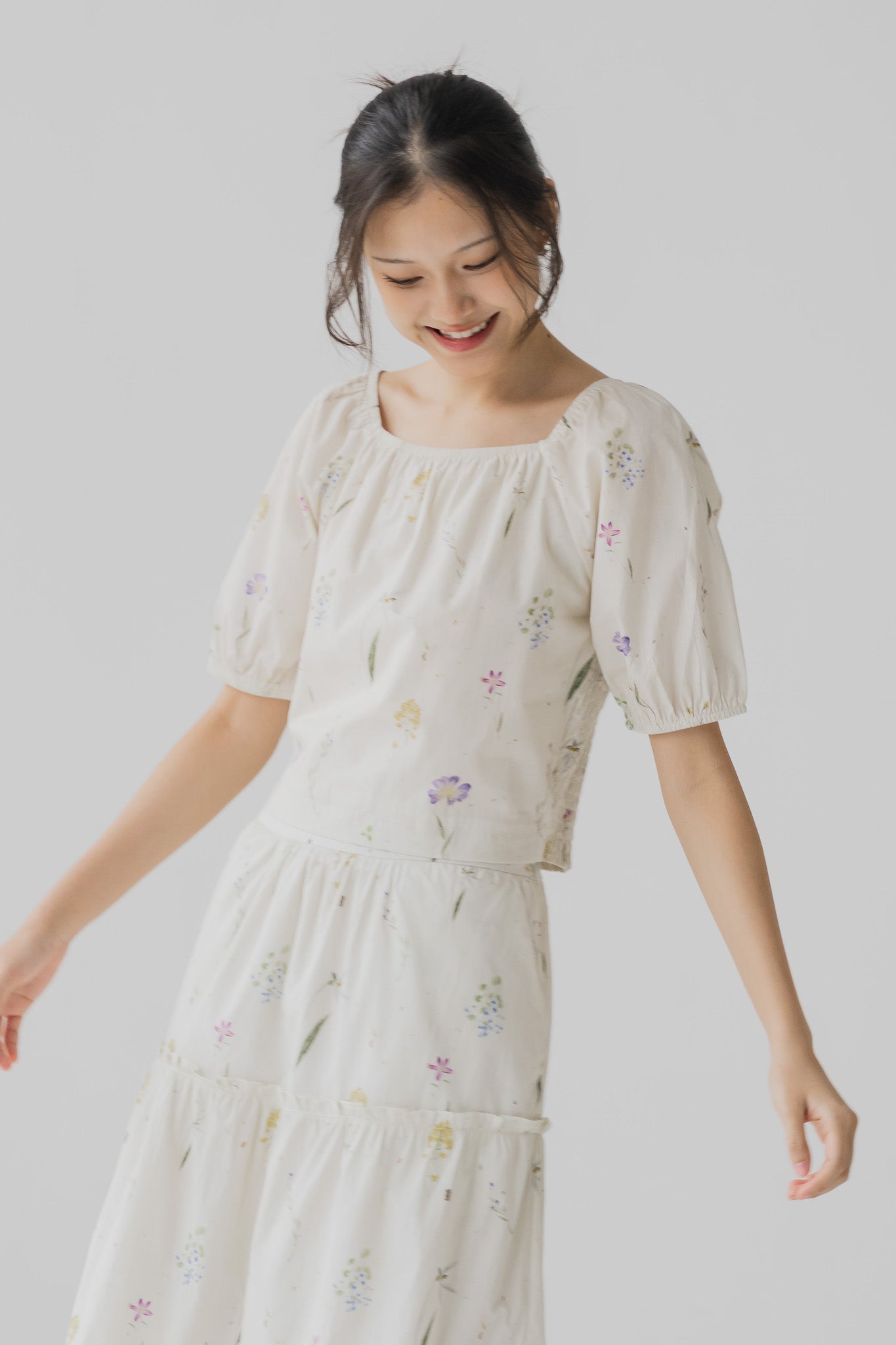 Hana Floral Print Ruched Blouse