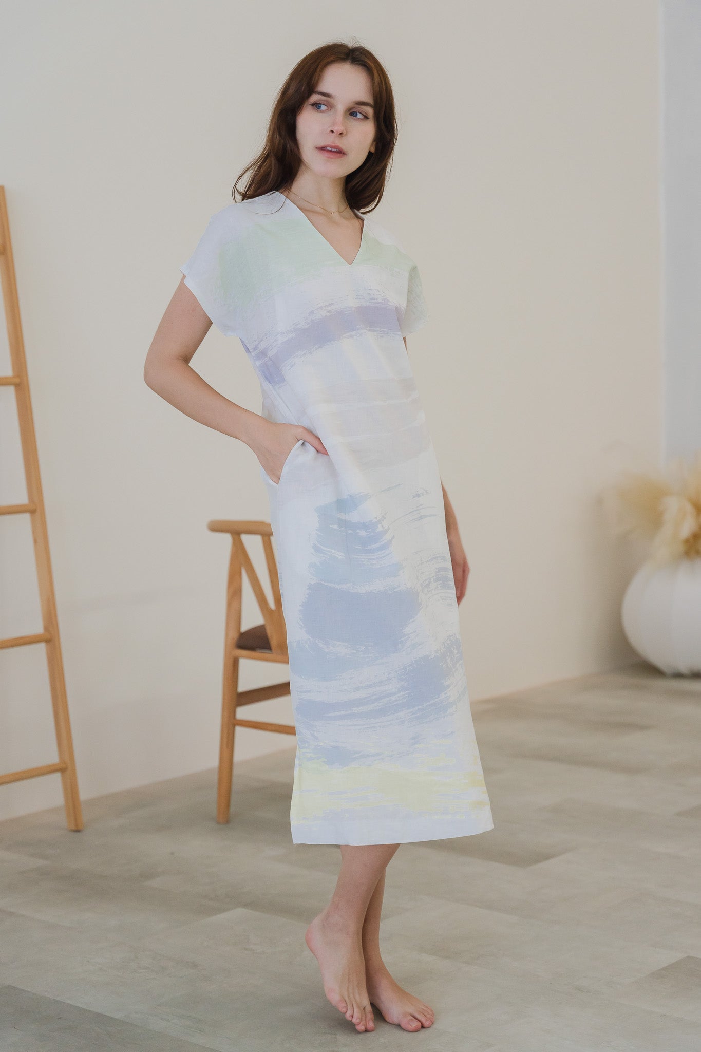 All In Good Time Kaftan Linen Dress in Radiance