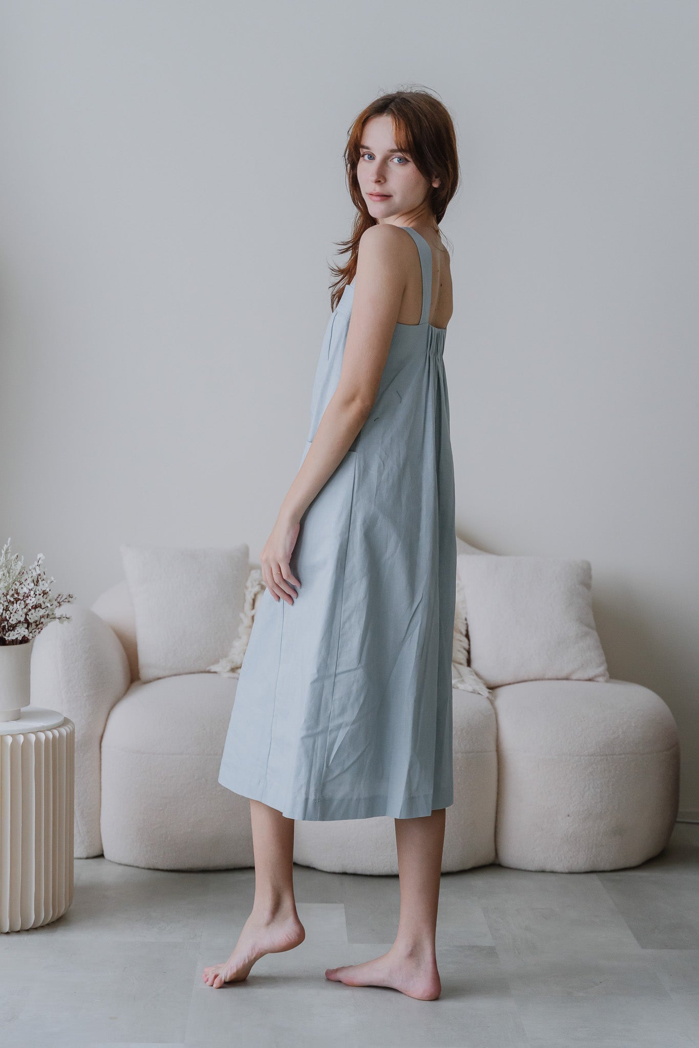 Piece of Cake Linen Tent Dress in Sky Blue