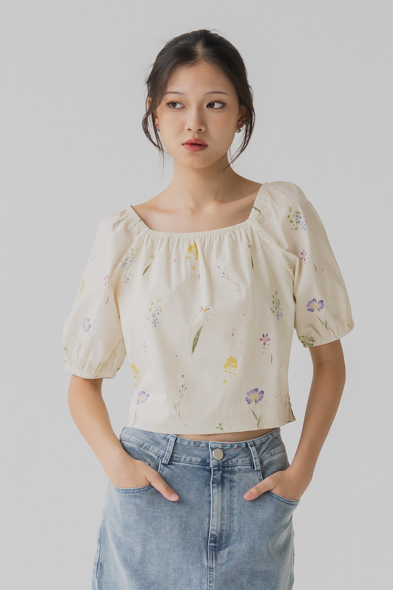 Hana Floral Print Ruched Blouse